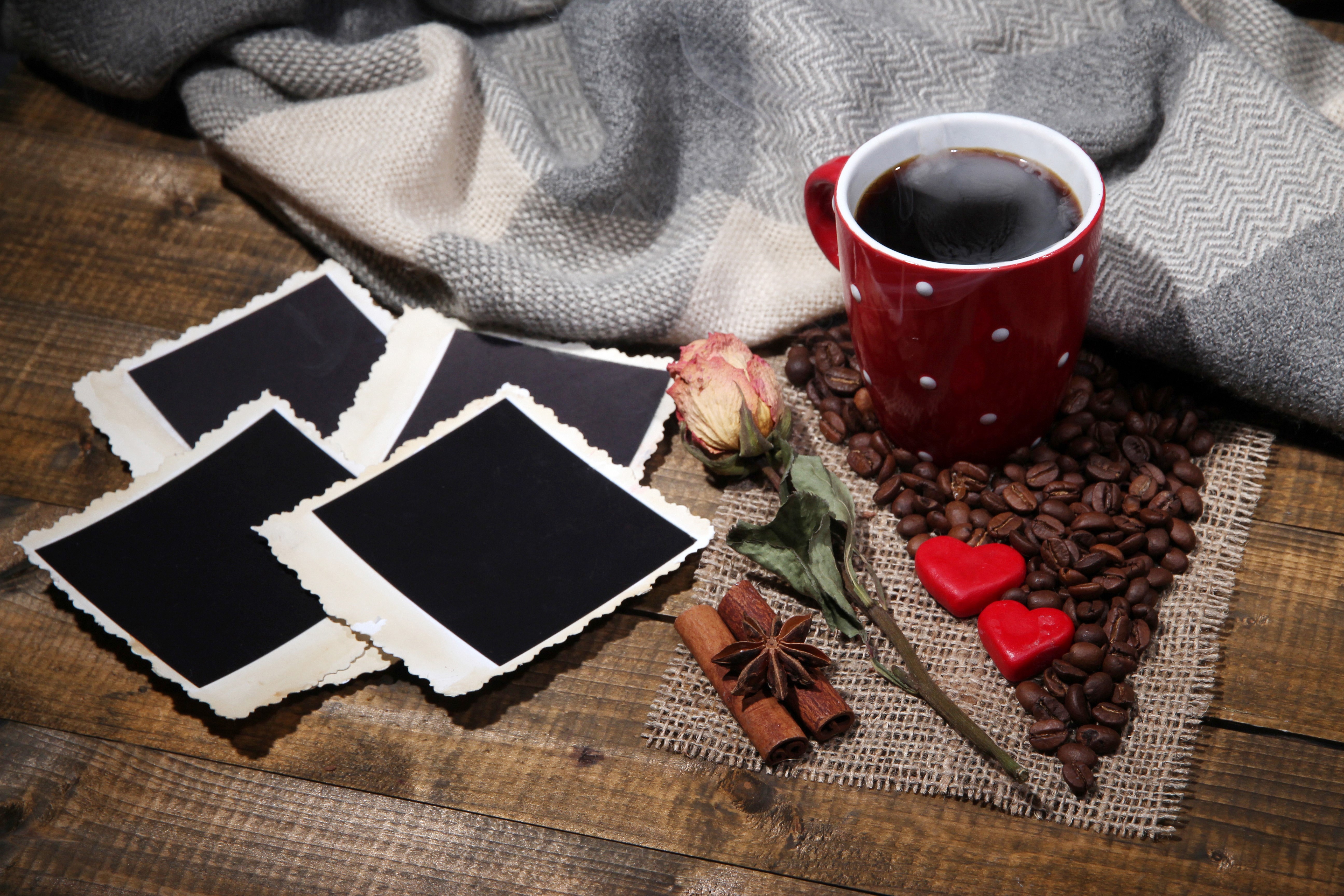 Coffee, Photos, Rose, and Hearts HD Wallpaper