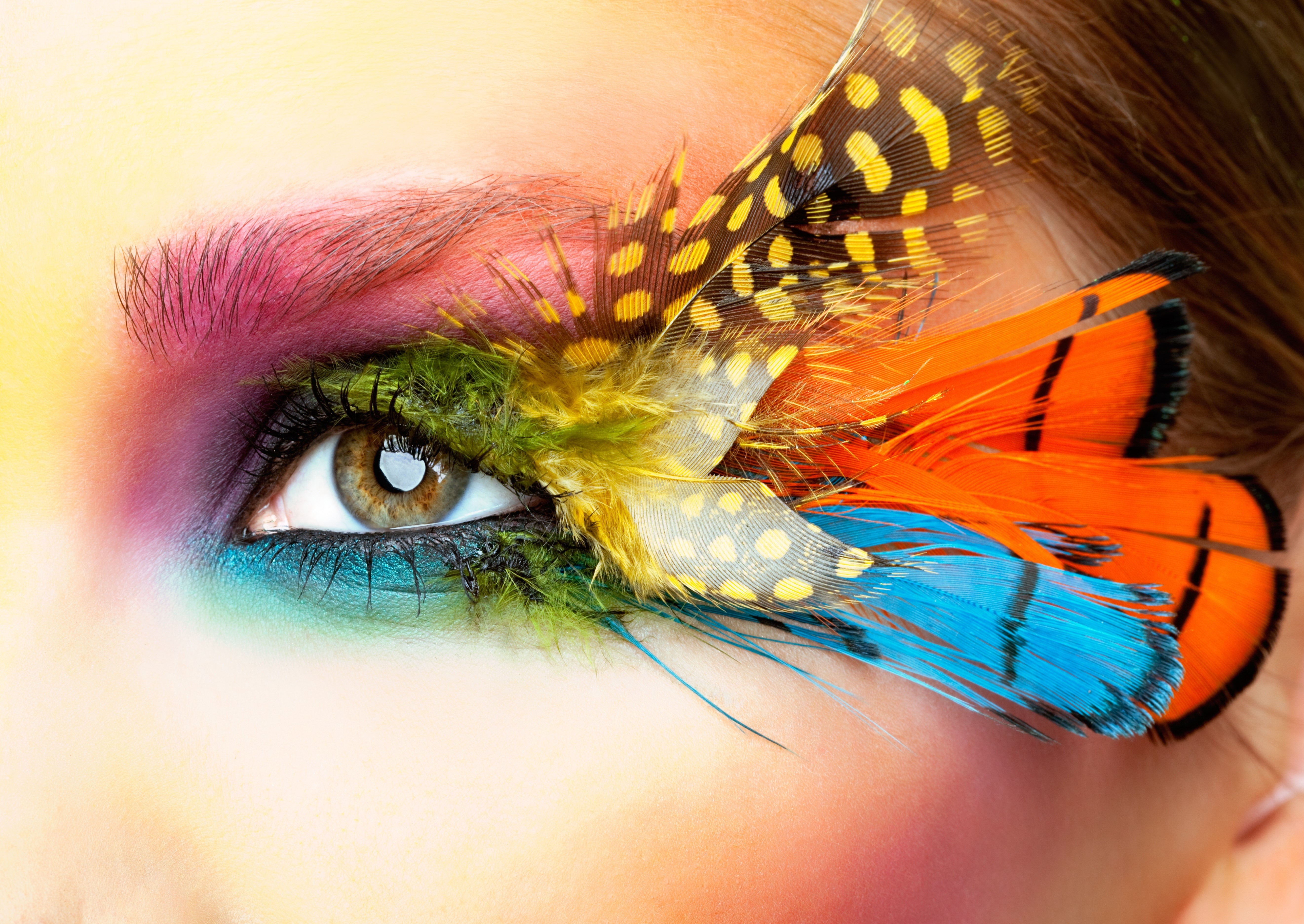 Eye Makeup with Feathers HD Wallpaper