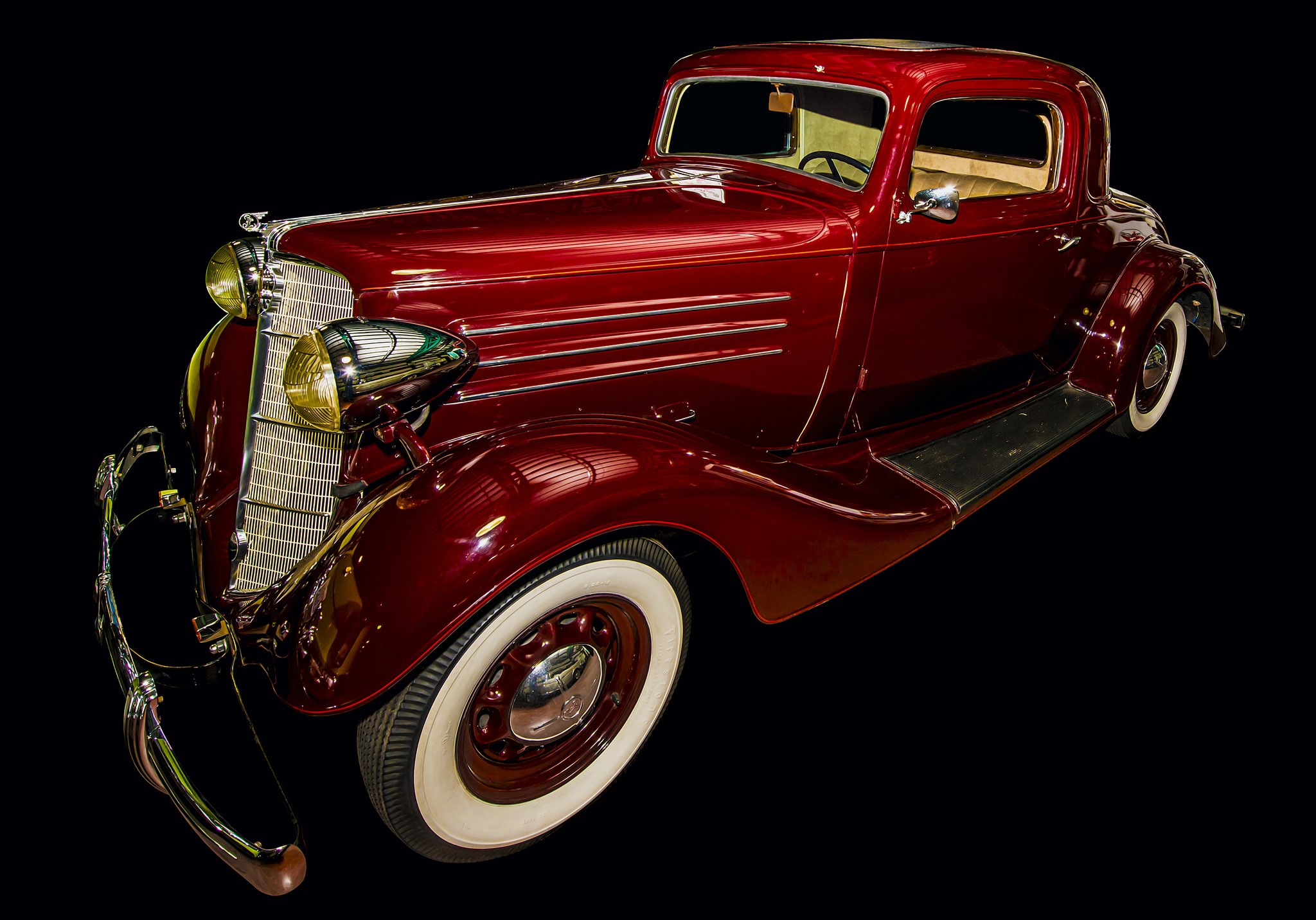1935 Nash Coupe in Wine Red HD Wallpaper