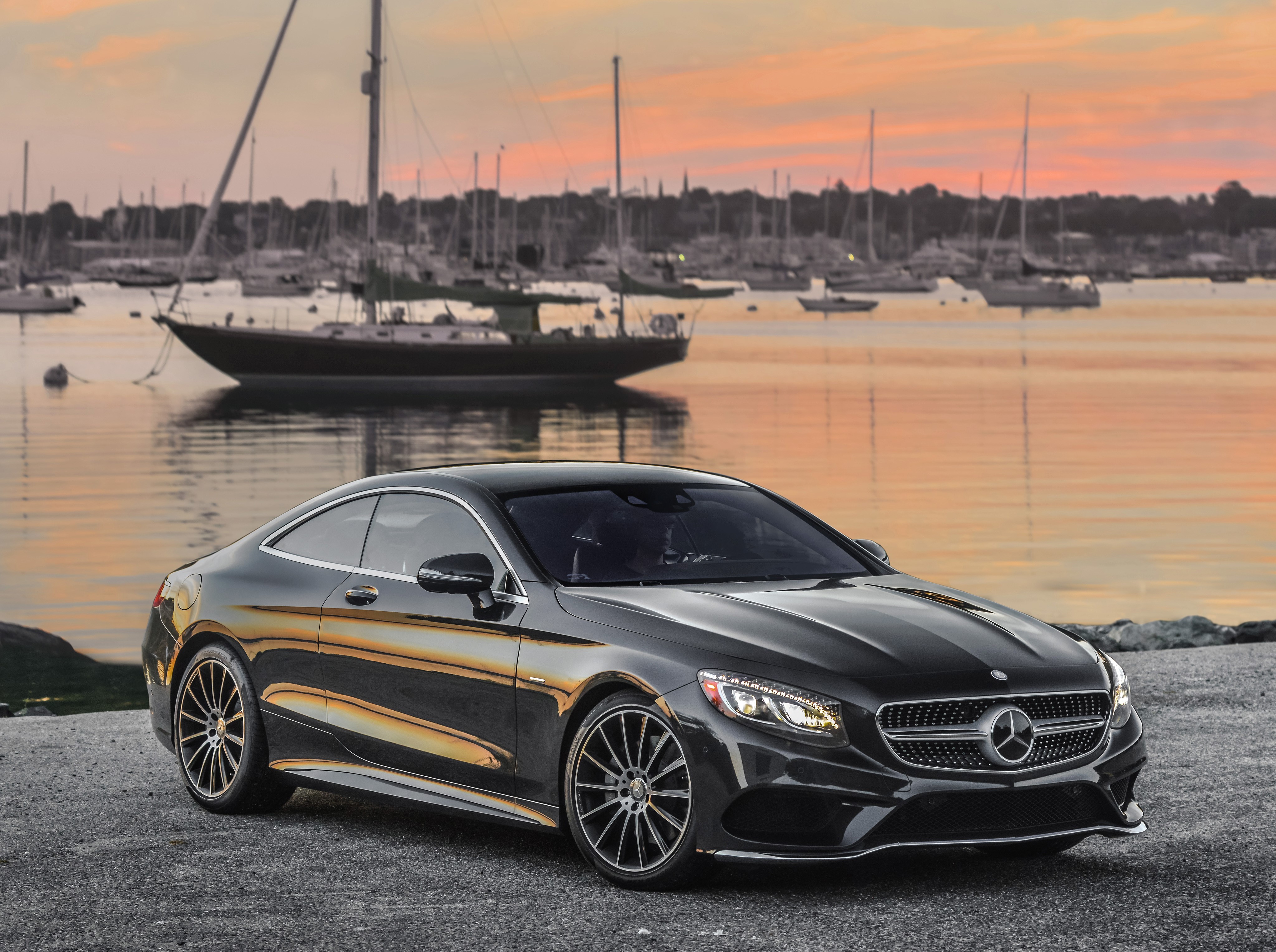 Black Mercedes-Benz S 550 C217 Coupe at Marina HD Wallpaper
