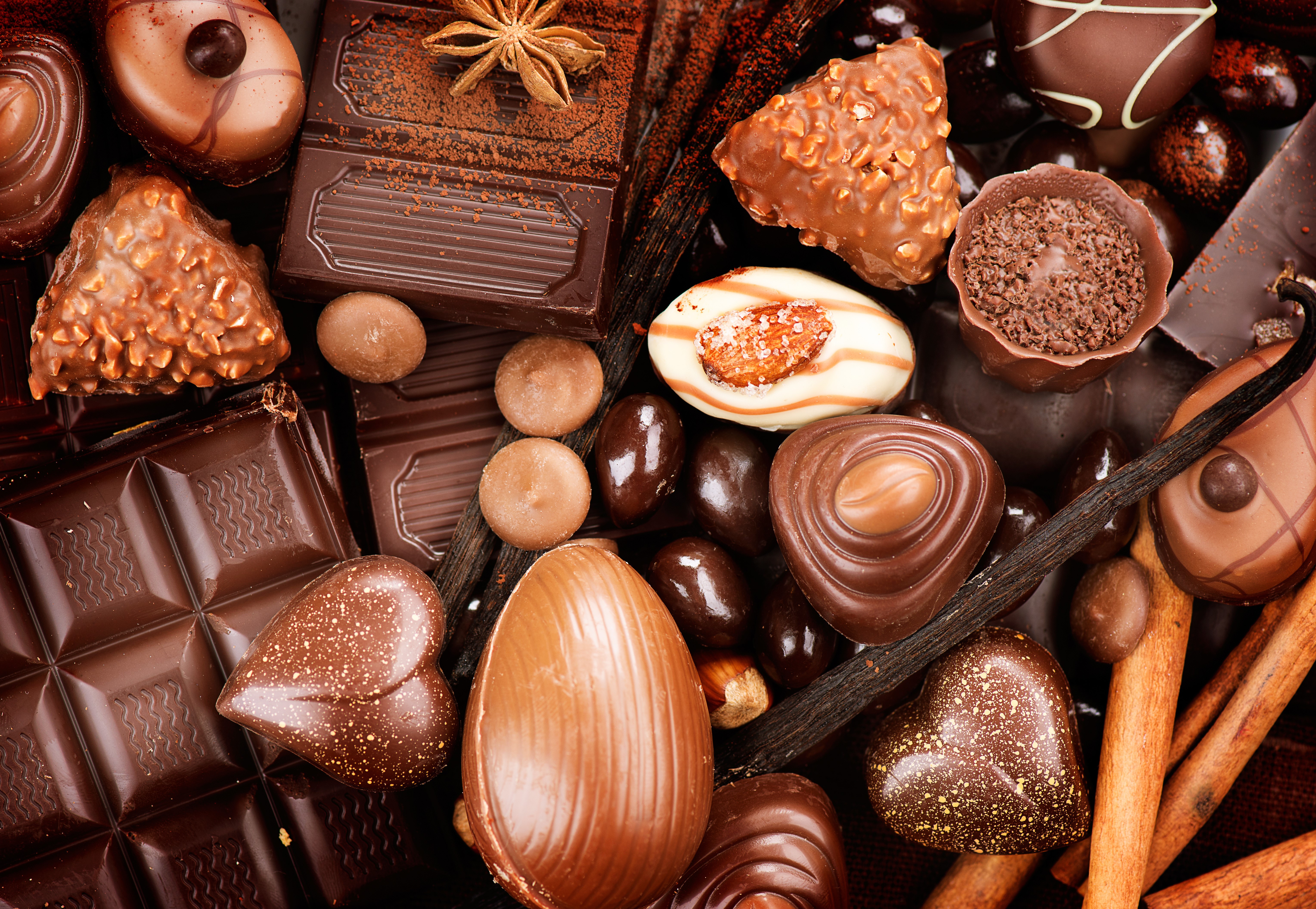 Assortment of chocolates and sweets HD Wallpaper