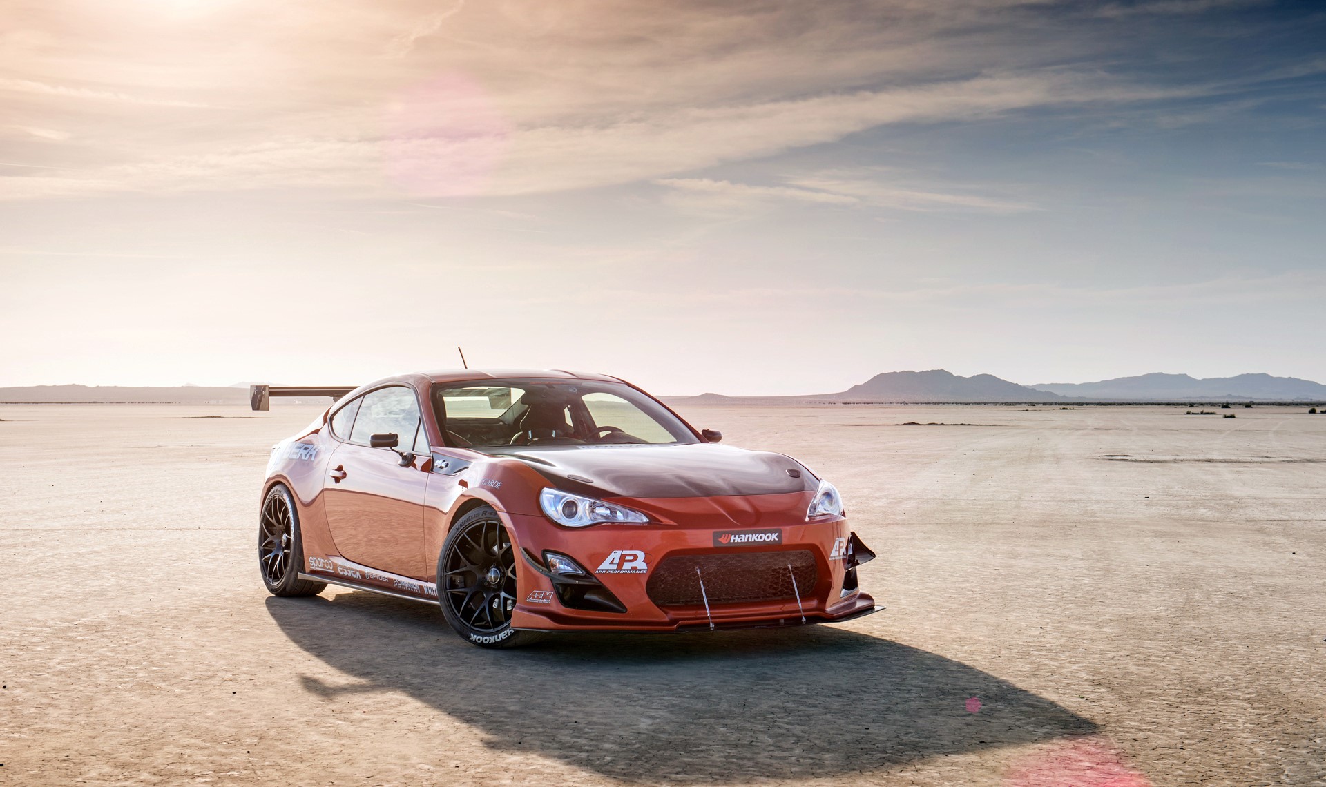 Red Scion FR-S in a Desert Landscape HD Wallpaper