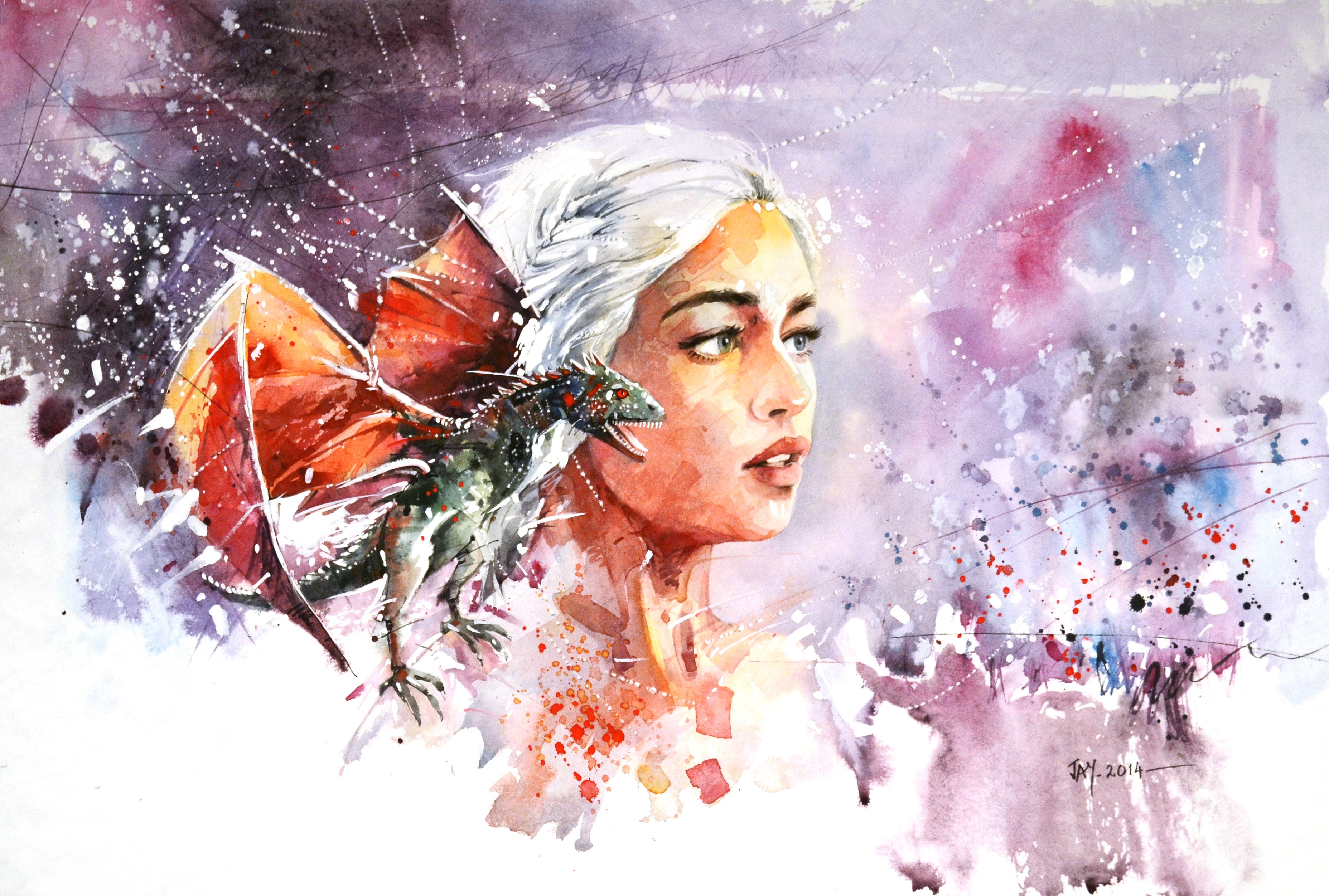 Daenerys Targaryen with a dragon from Game of Thrones HD Wallpaper