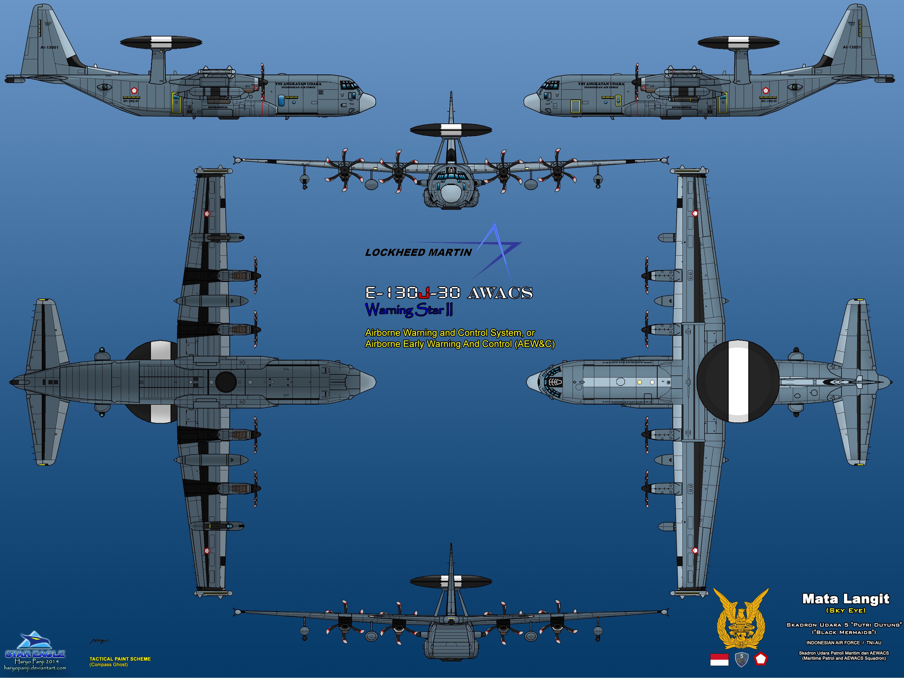 Lockheed E-130J-30 AWACS Warning Star II Indonesian Air Force HD Wallpaper