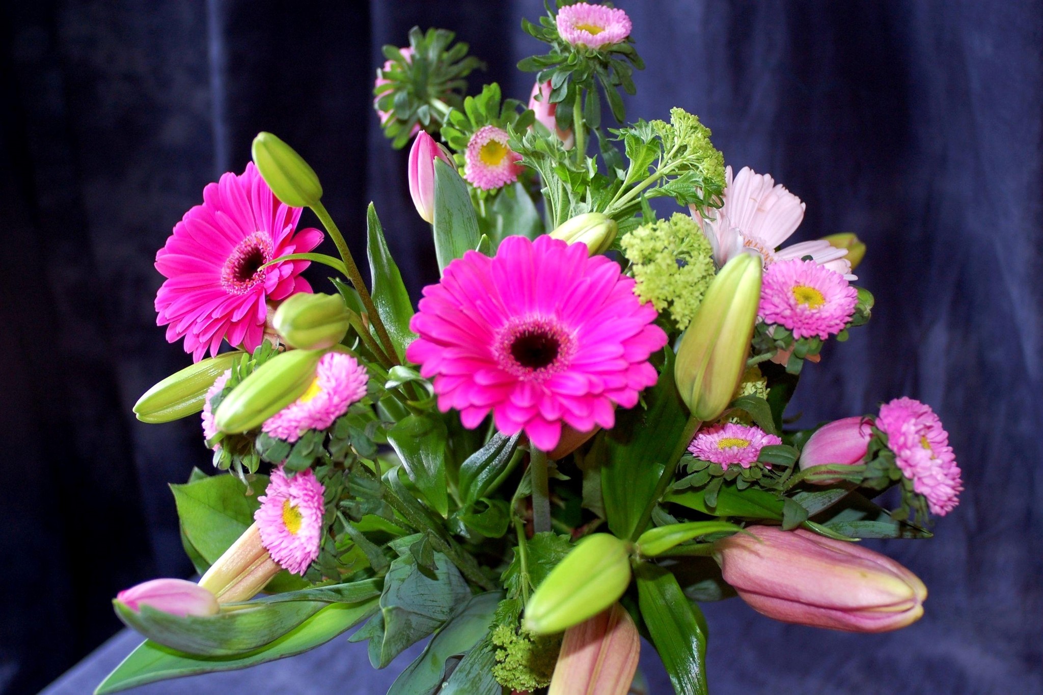 Pink Gerbera Daisies and Lilies Flower Bouquet HD Wallpaper