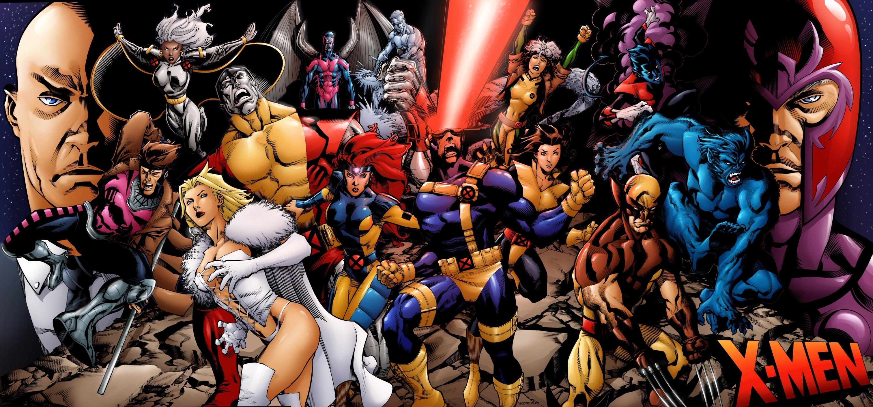X-Men characters including Magneto, Cyclops, Wolverine, and Storm HD Wallpaper