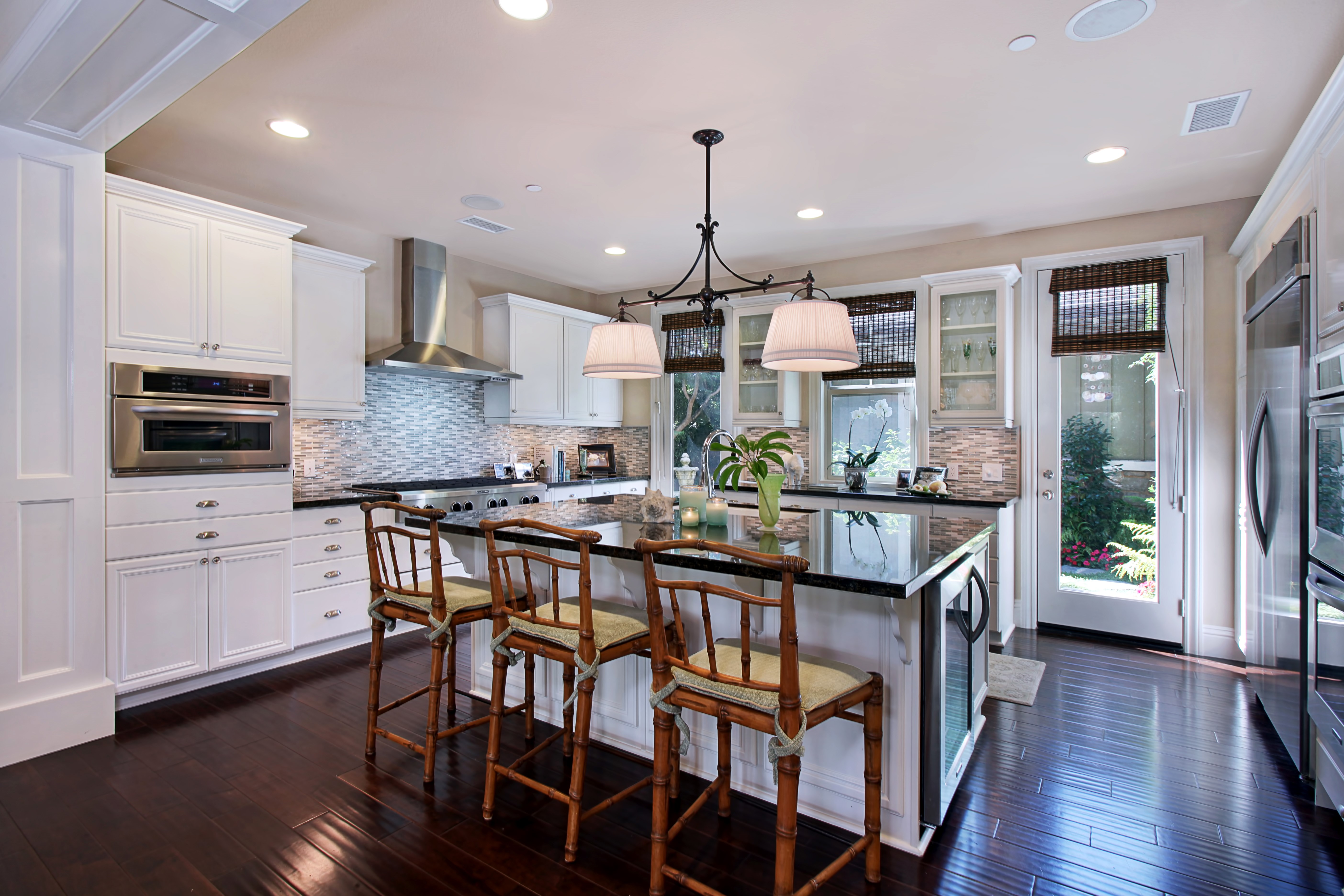 Kitchen Interior Design with Island and Chairs HD Wallpaper