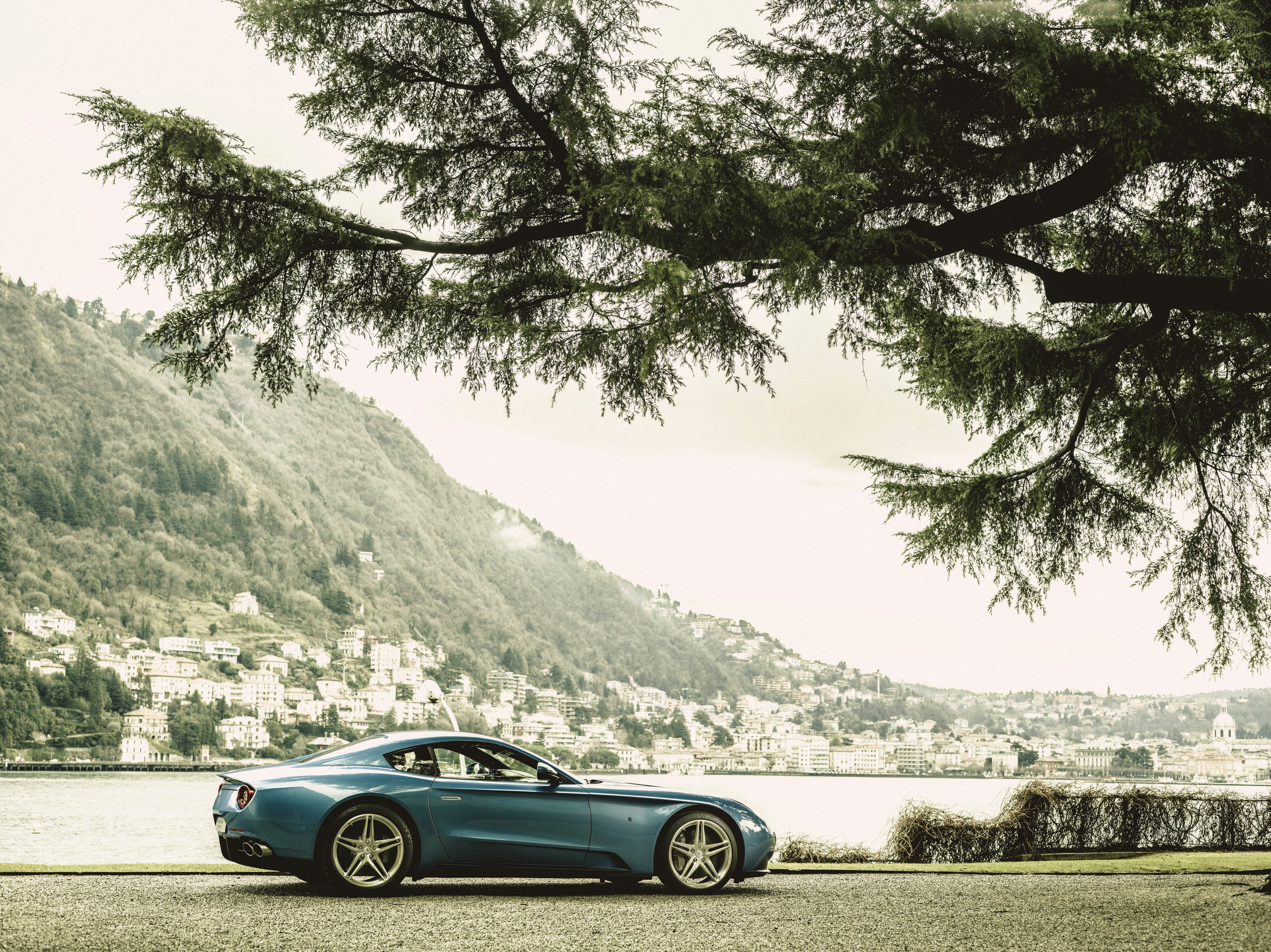 Light Blue 2015 Carrozzeria Touring Berlinetta Lusso by a Lake HD Wallpaper