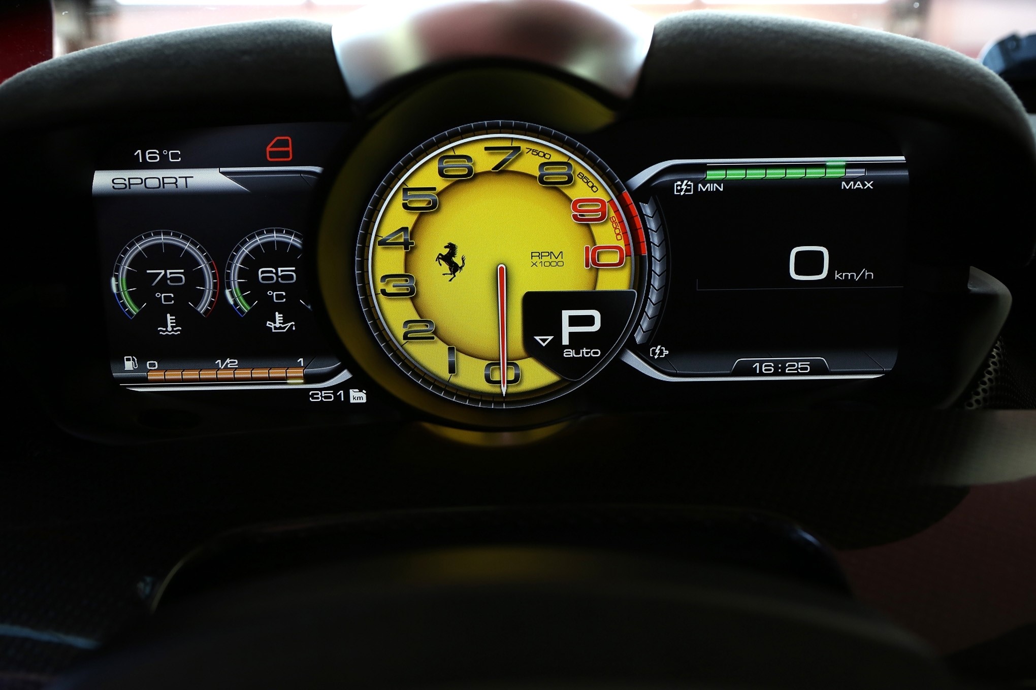 Ferrari car dashboard with tachometer and digital displays HD Wallpaper
