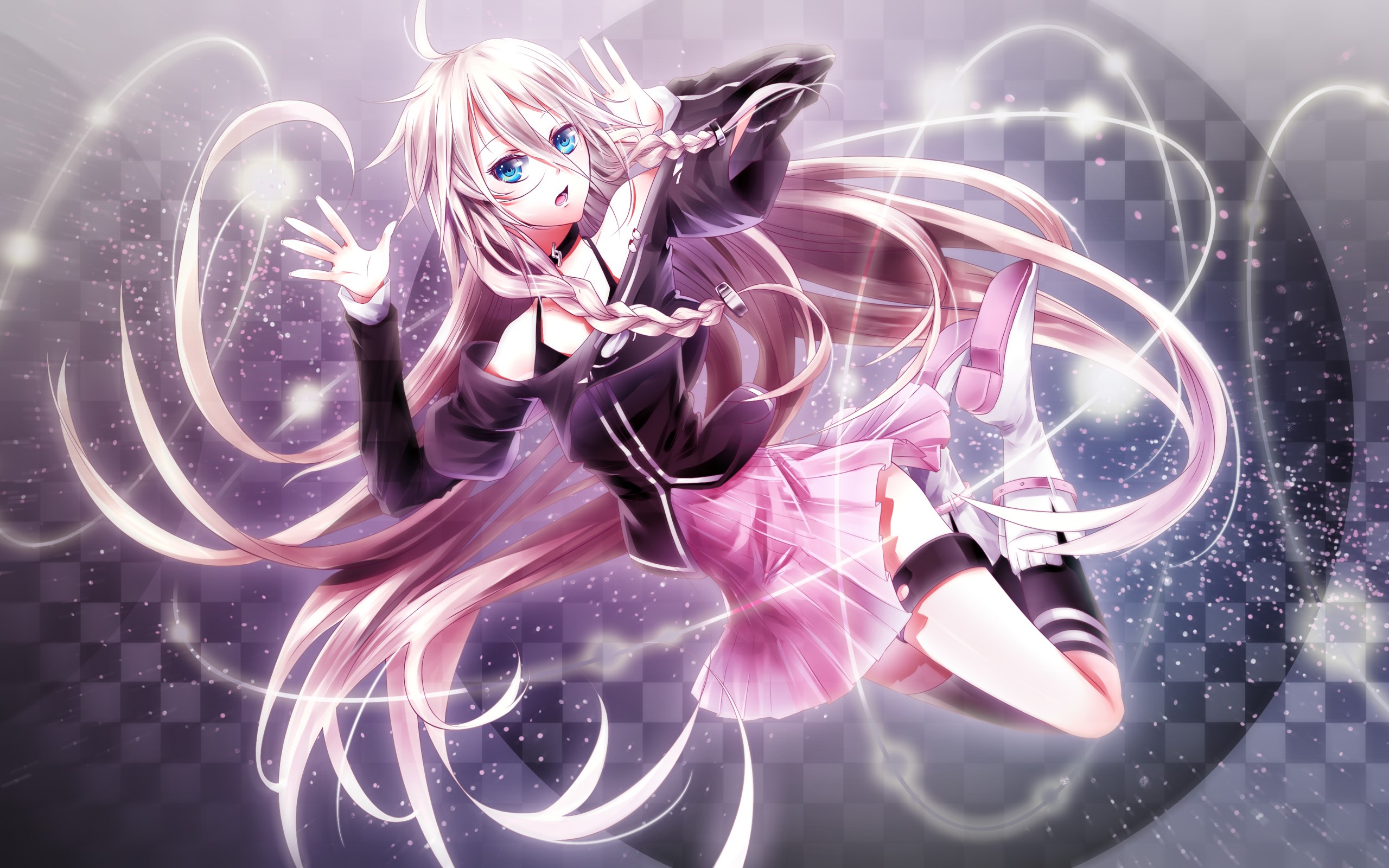 Vocaloid girl with blonde braided hair and blue eyes HD Wallpaper