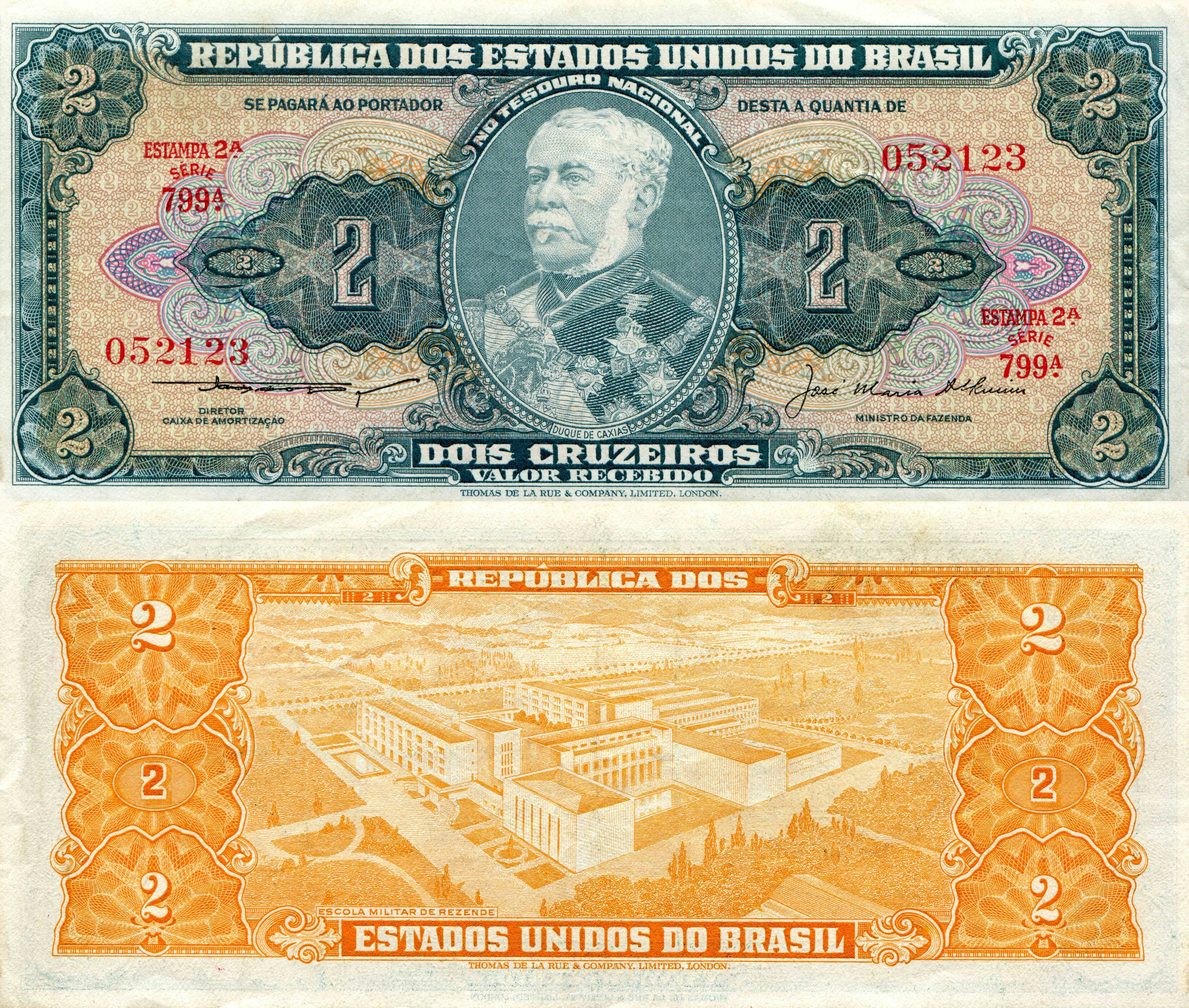 Brazil 2 Cruzeiros Banknote featuring Duke of Caxias HD Wallpaper