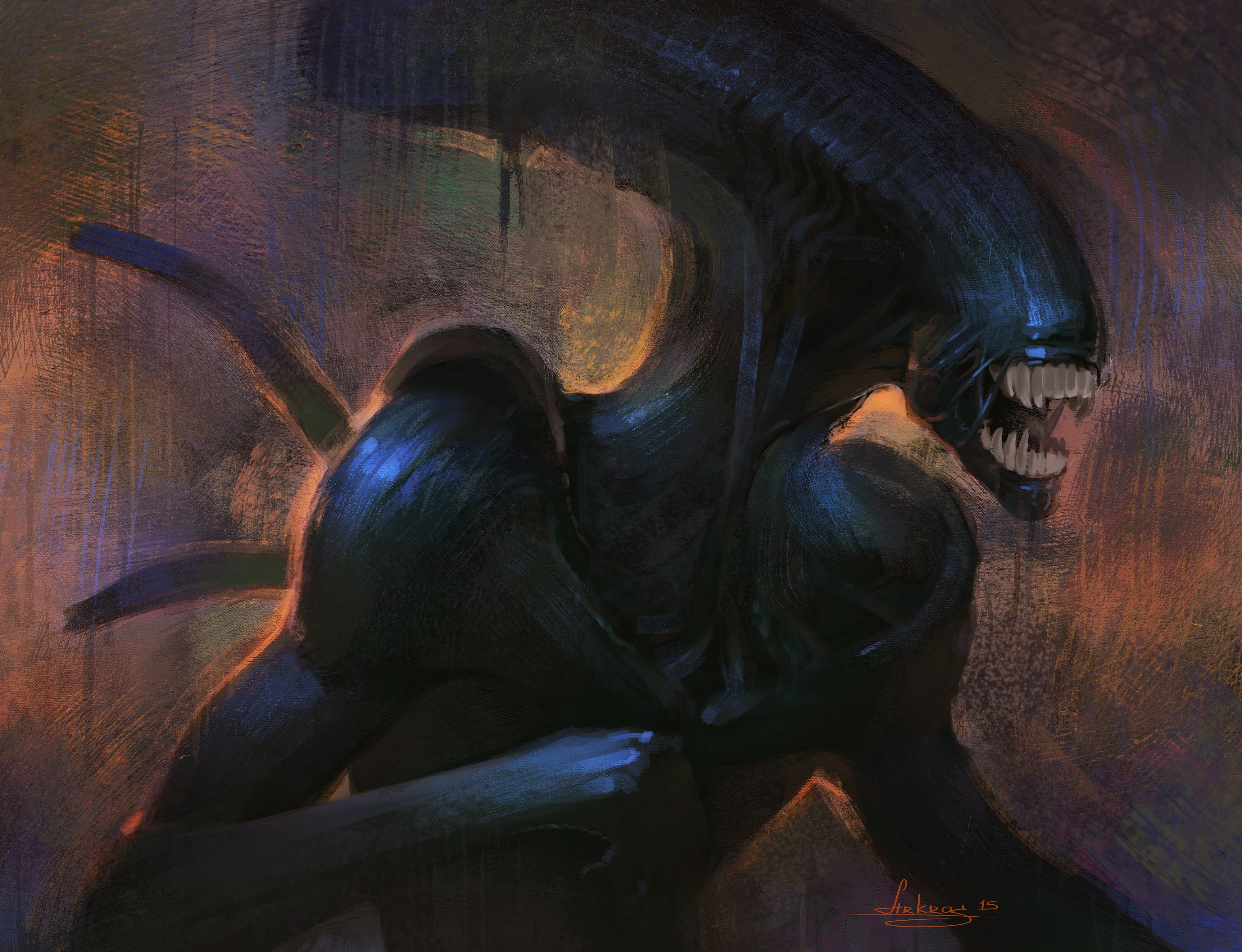 Alien from Painting Art HD Wallpaper