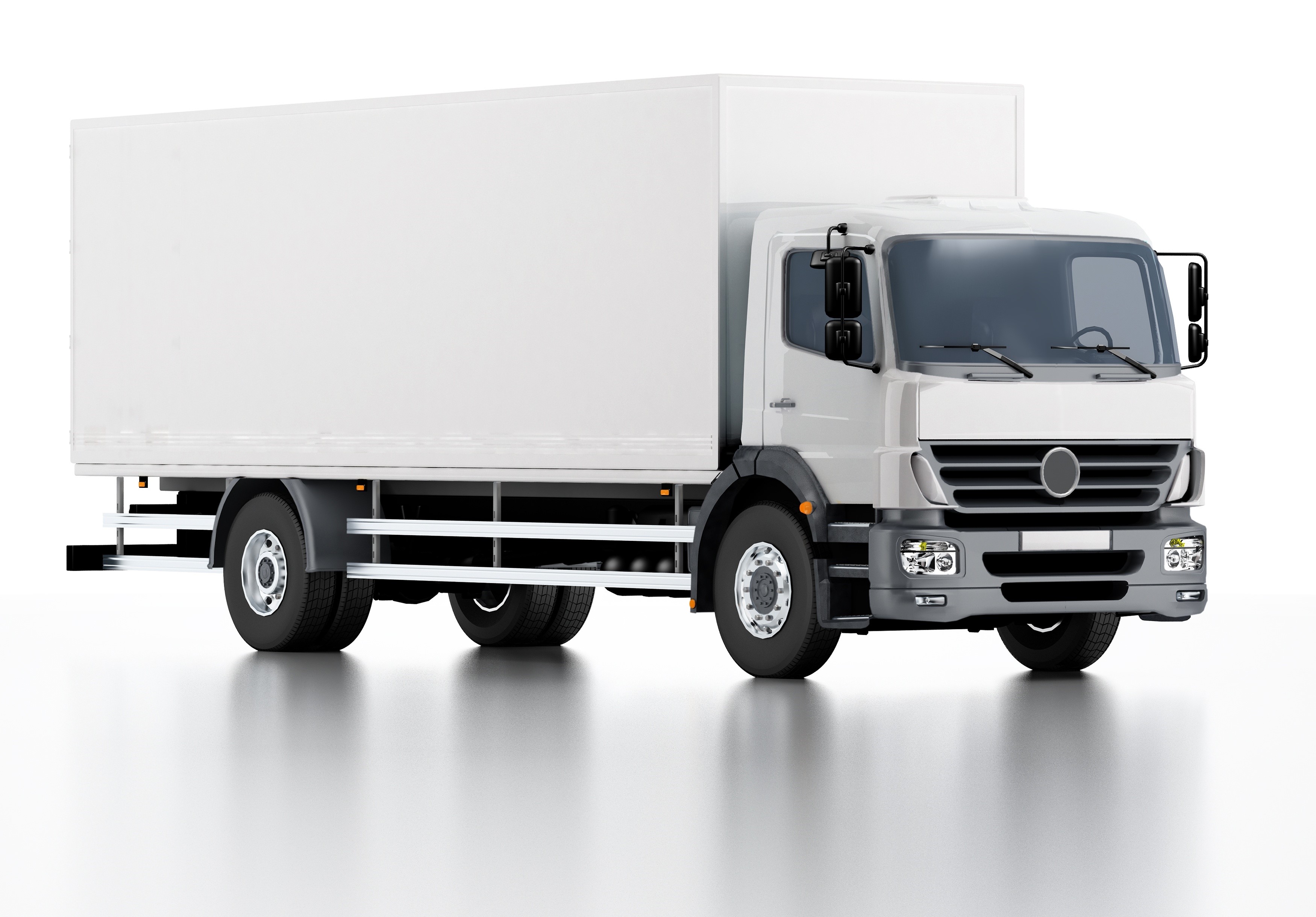 White box truck with a trailer HD Wallpaper