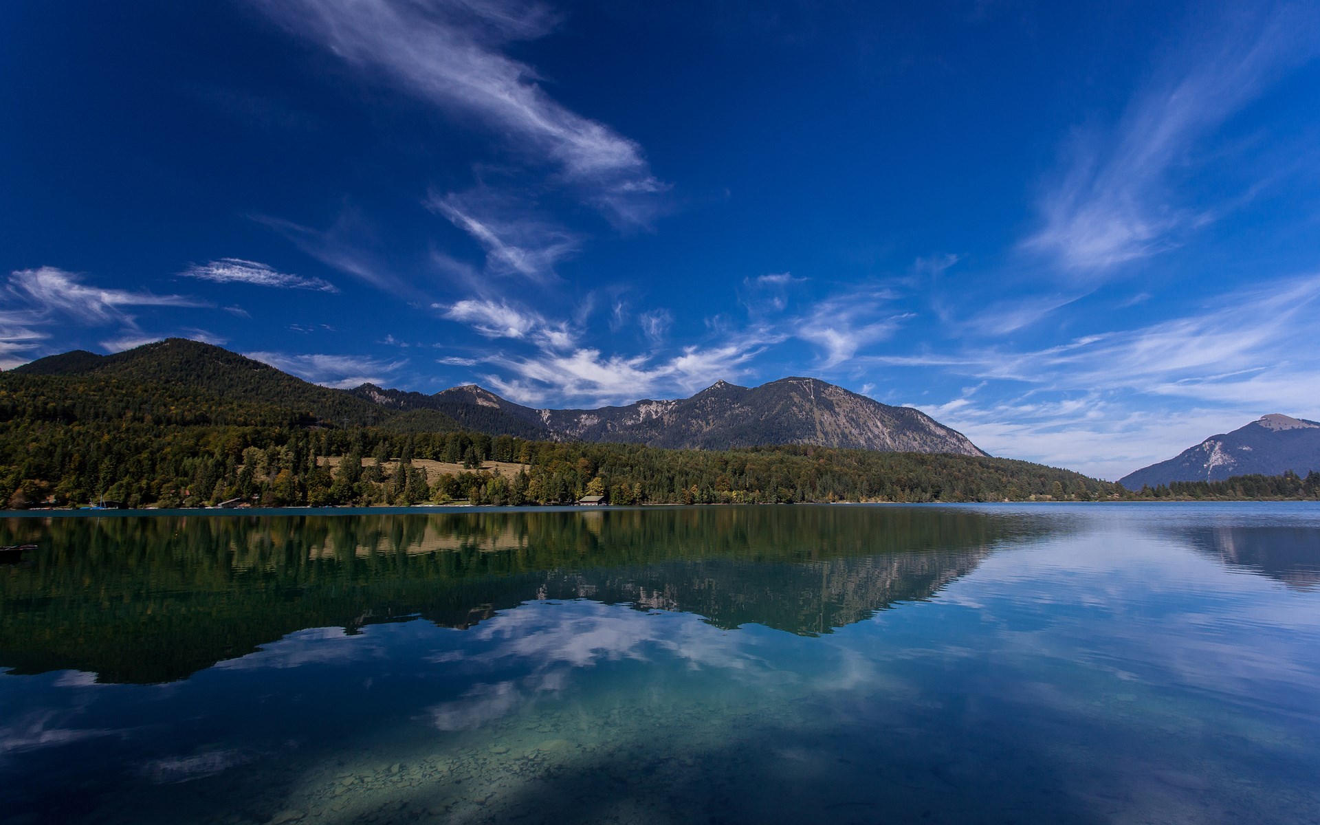 Lake and mountains with reflection HD Wallpaper
