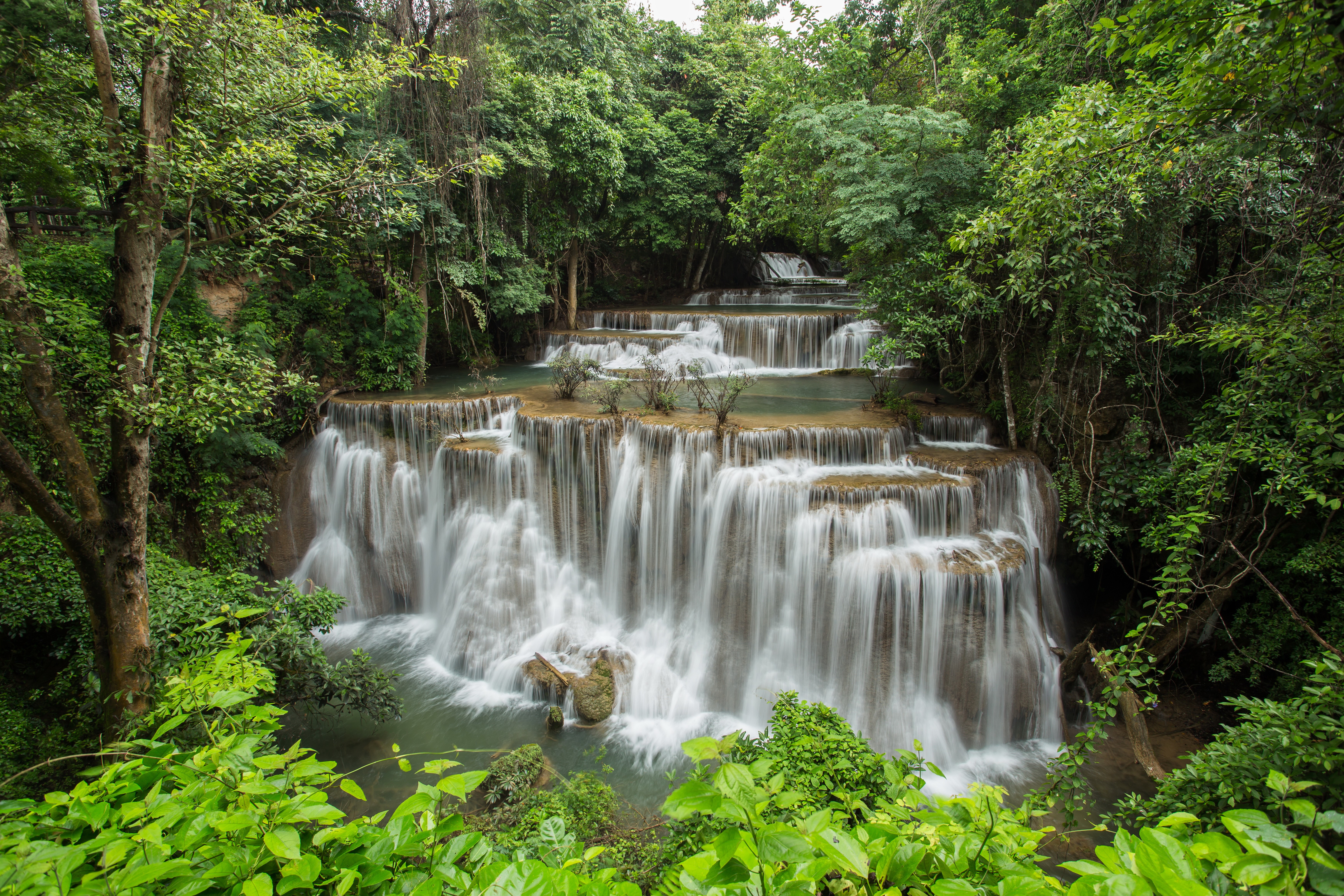 River Kwai Erawan waterfall, Thailand, Waterfalls, Forests HD Wallpaper