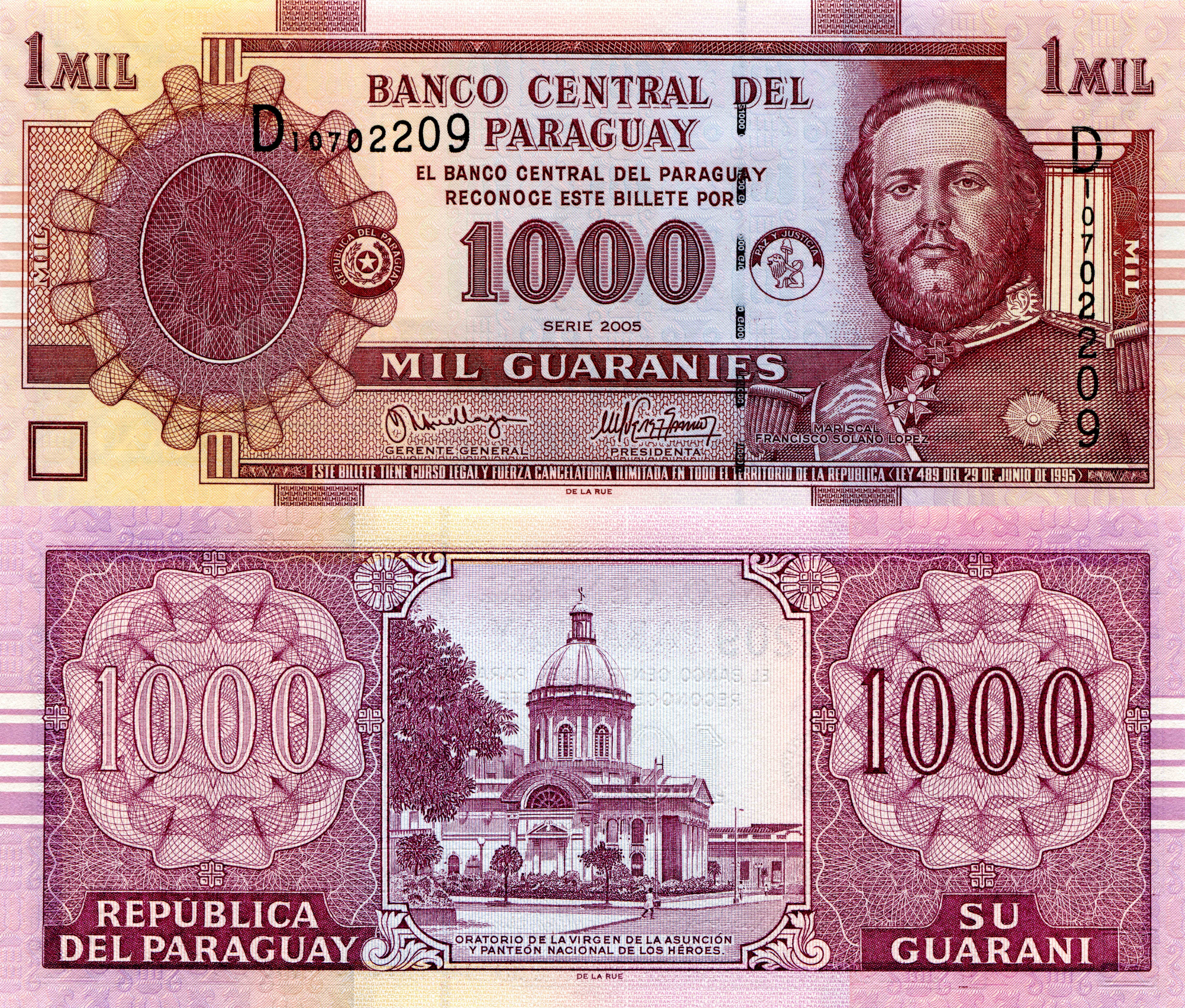 1000 Guarani banknote of Paraguay featuring Francisco Solano Lopez HD Wallpaper