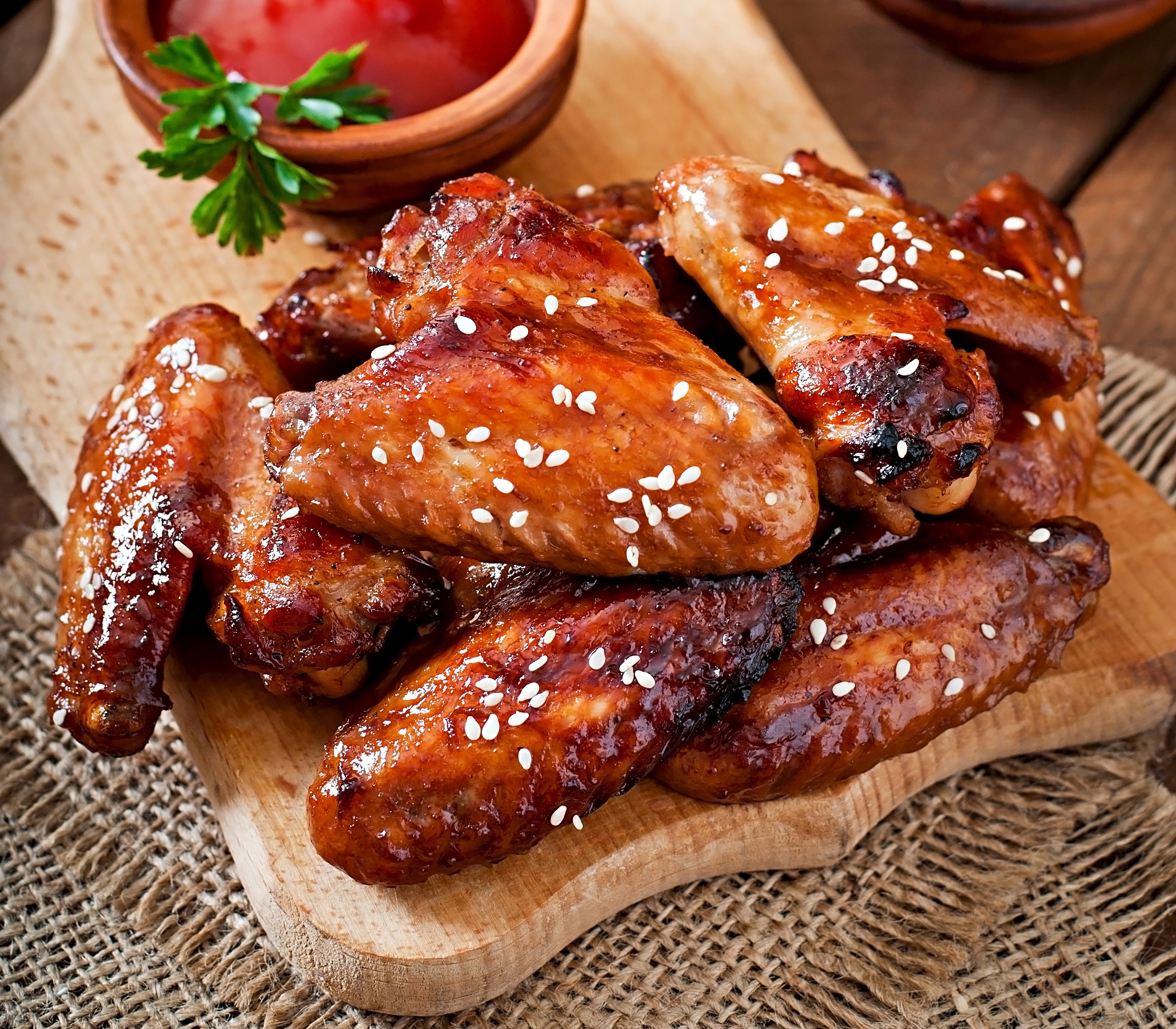 4K Roast Chicken Wings with Sesame Seeds HD Wallpaper
