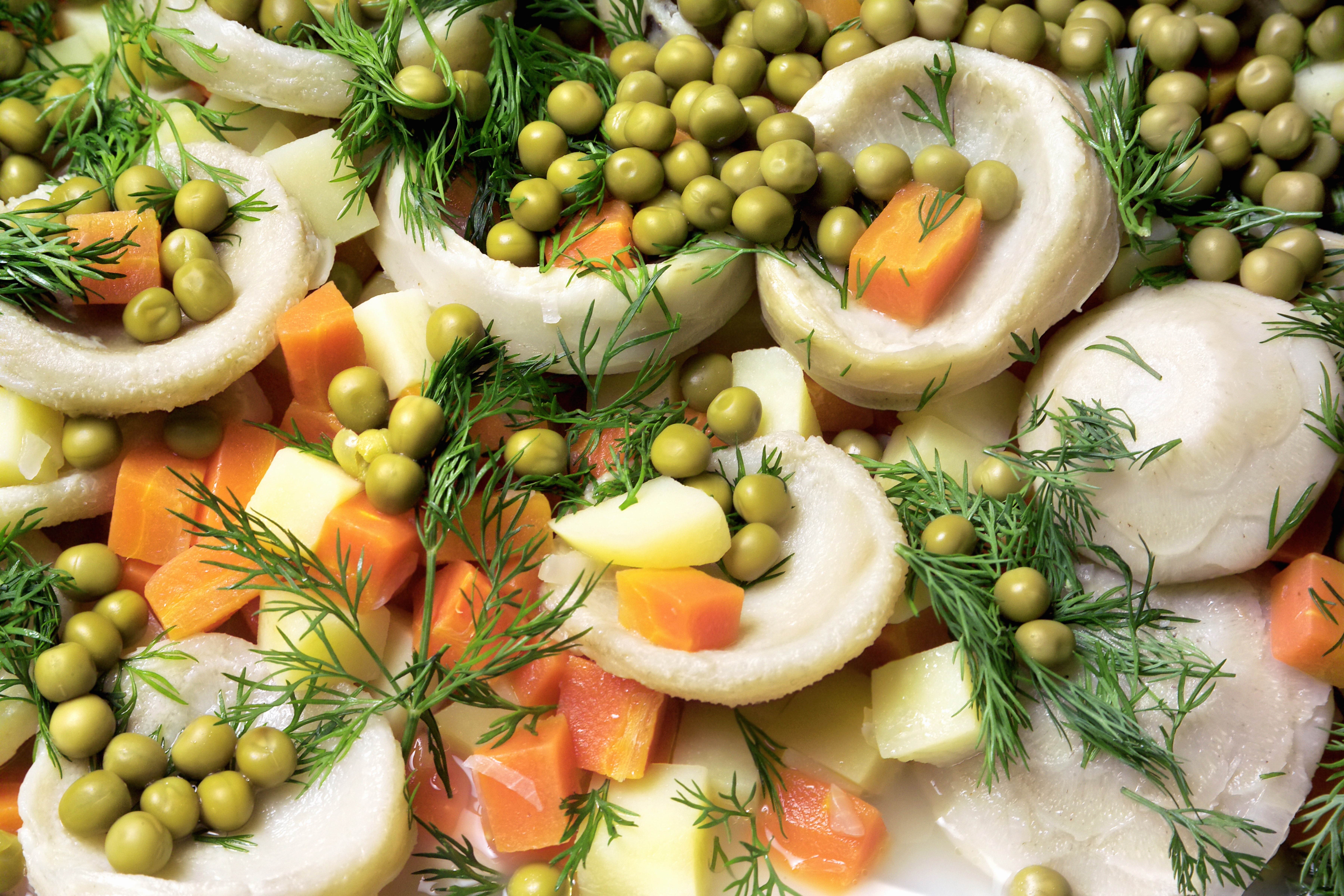 Artichoke, Carrot, and Pea Salad with Dill HD Wallpaper
