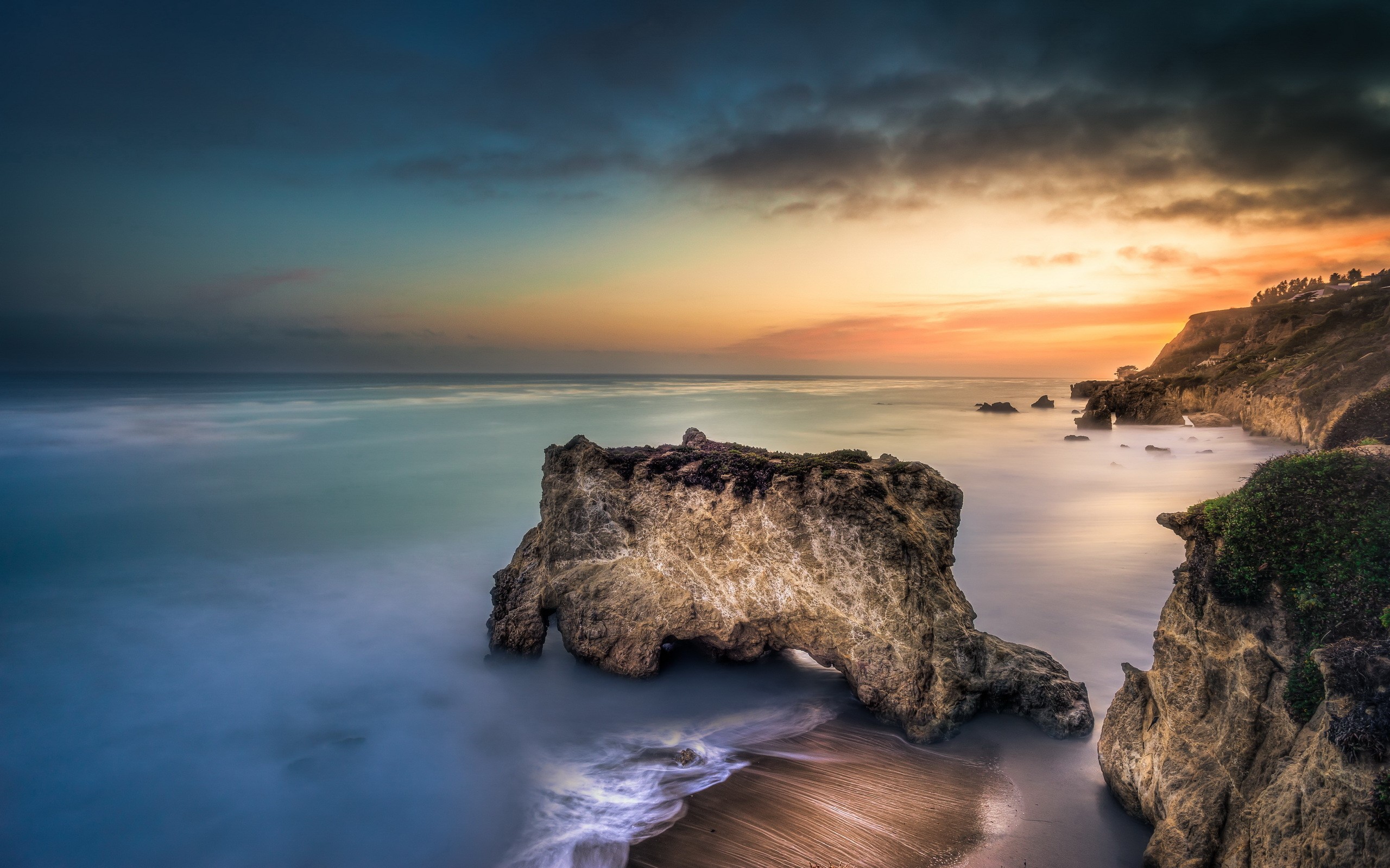 El Matador Beach Long Exposure Sea Coast Scenery Malibu HD Wallpaper