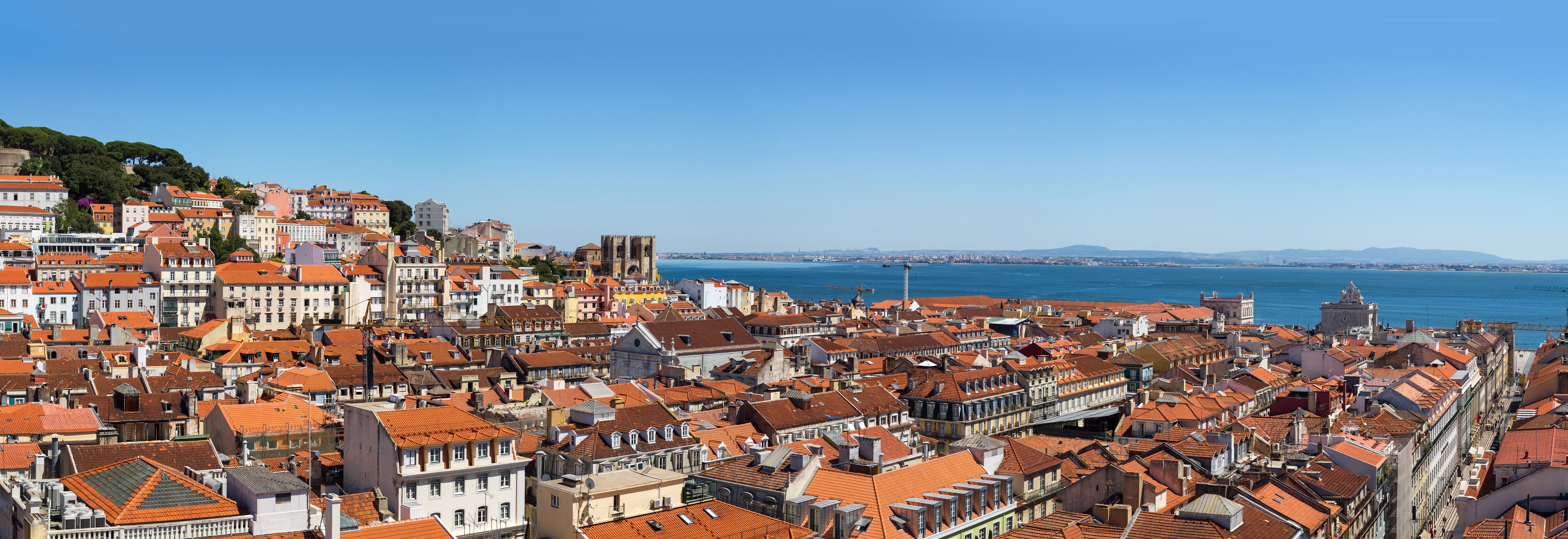 Lisbon, Portugal cityscape with river HD Wallpaper