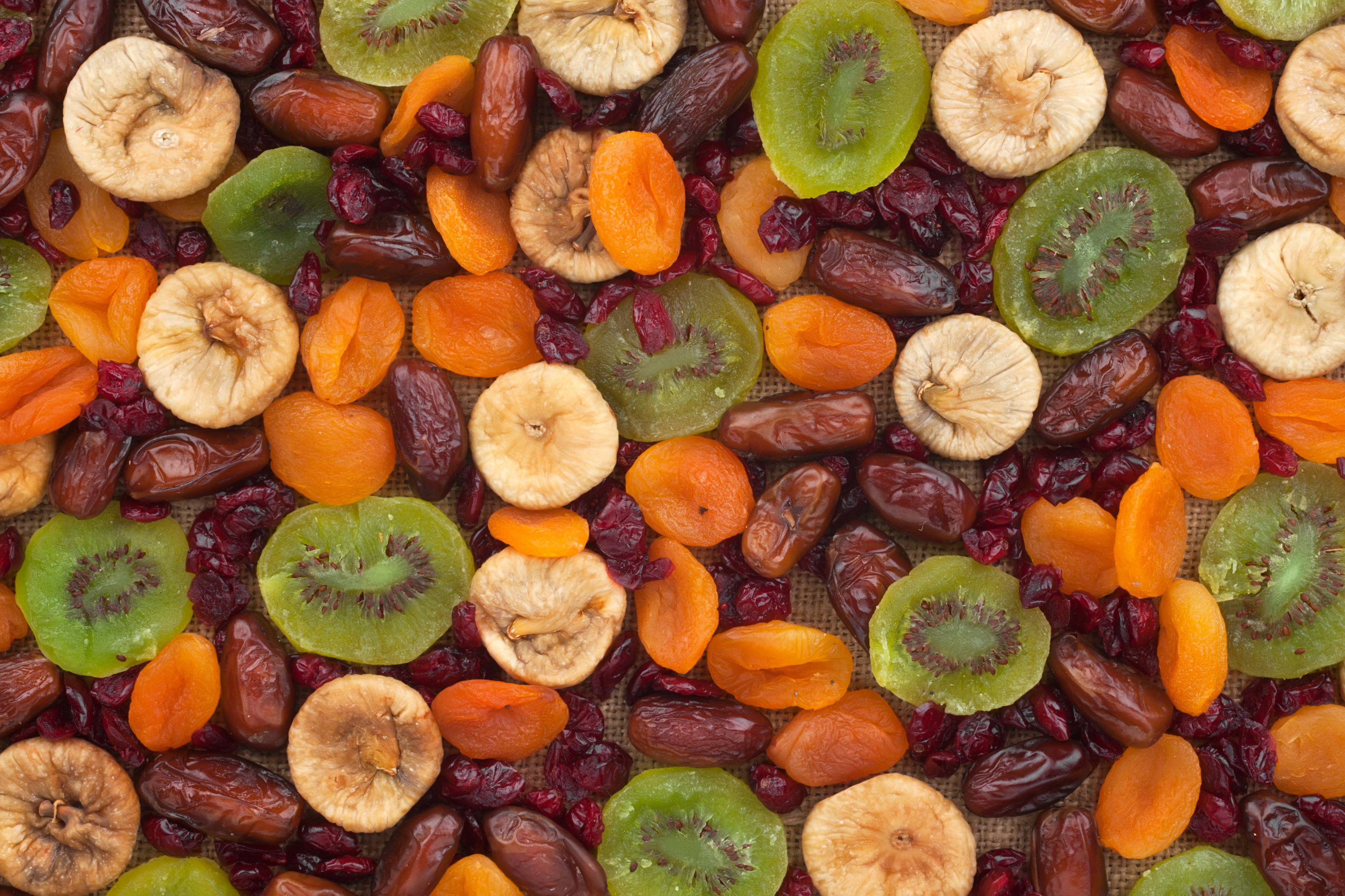 Dried Fruits: Apricots, Dates, Figs, Kiwi, and Cranberries HD Wallpaper