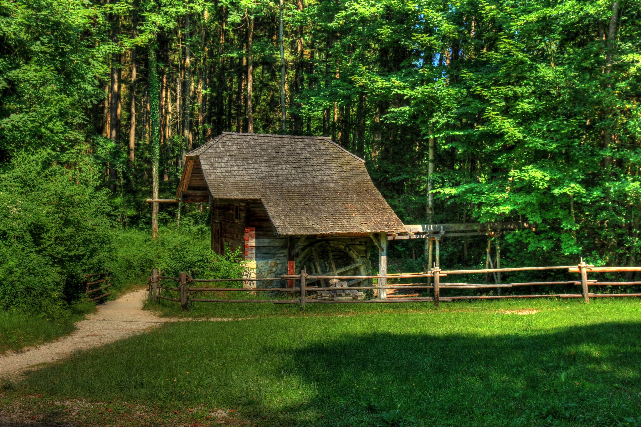 Old mill in a forest near Grossgmain, Austria HD Wallpaper
