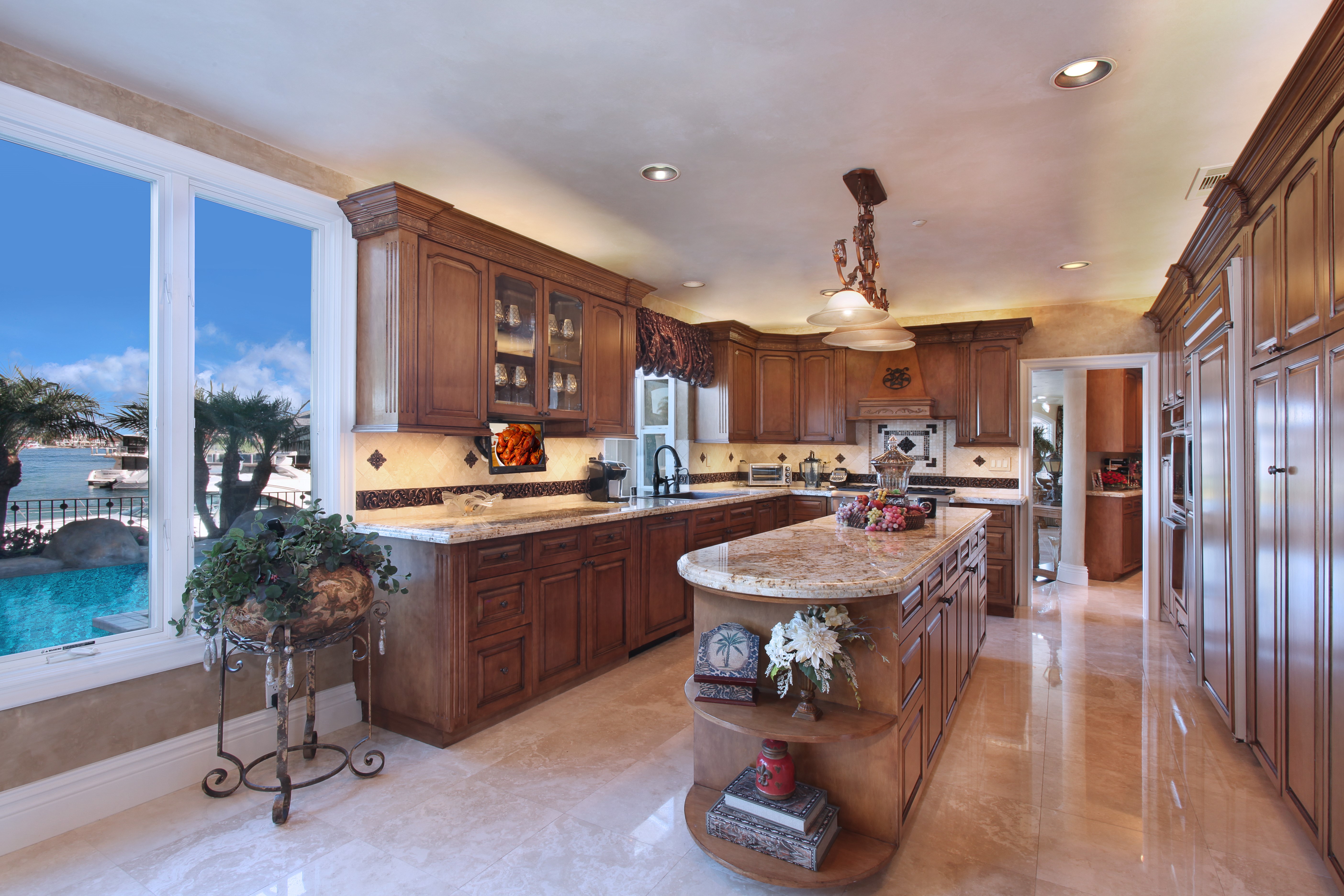 Luxury Kitchen with Ocean View HD Wallpaper