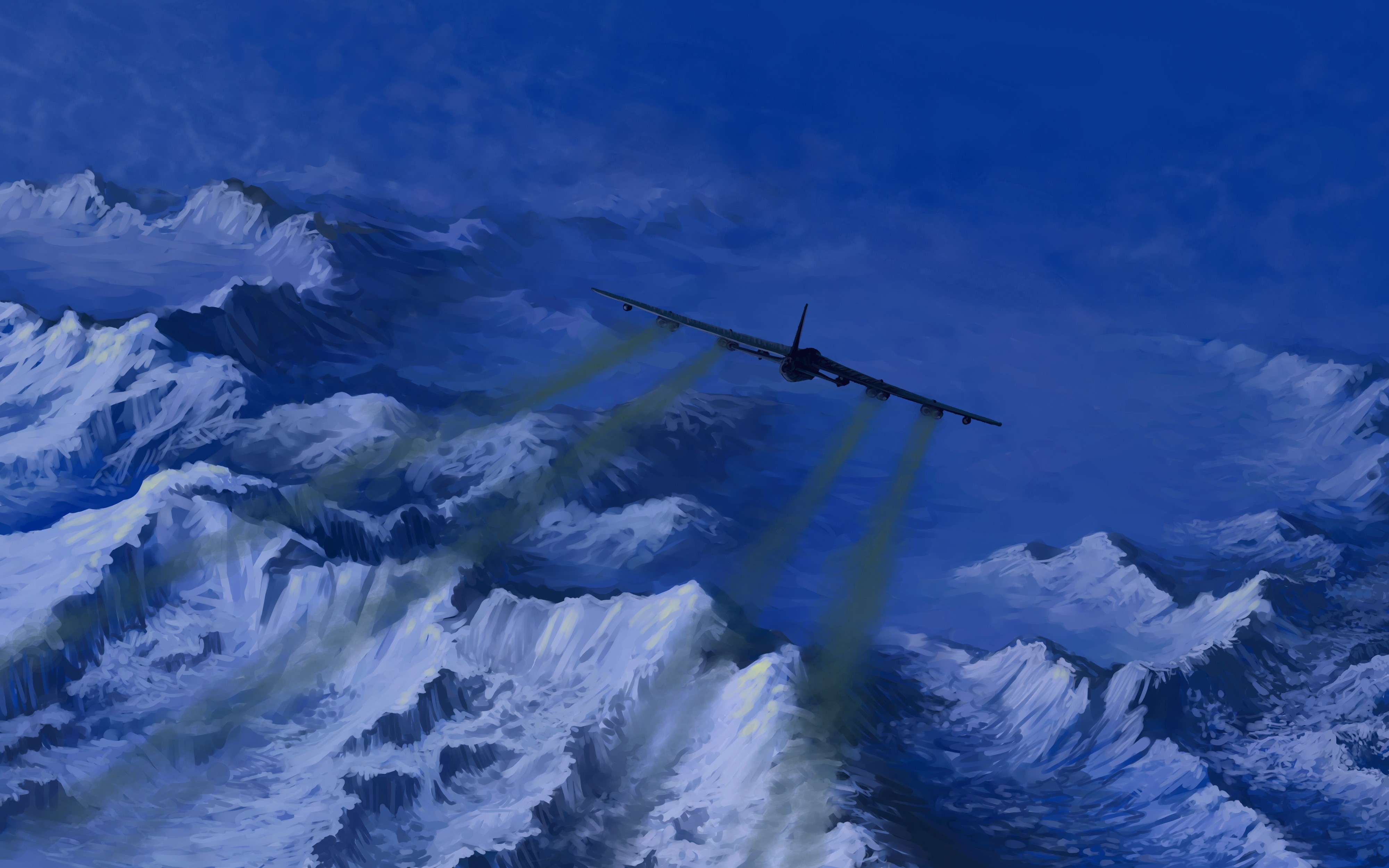 USAF B-52 Bomber Flying Over Snowy Mountains HD Wallpaper
