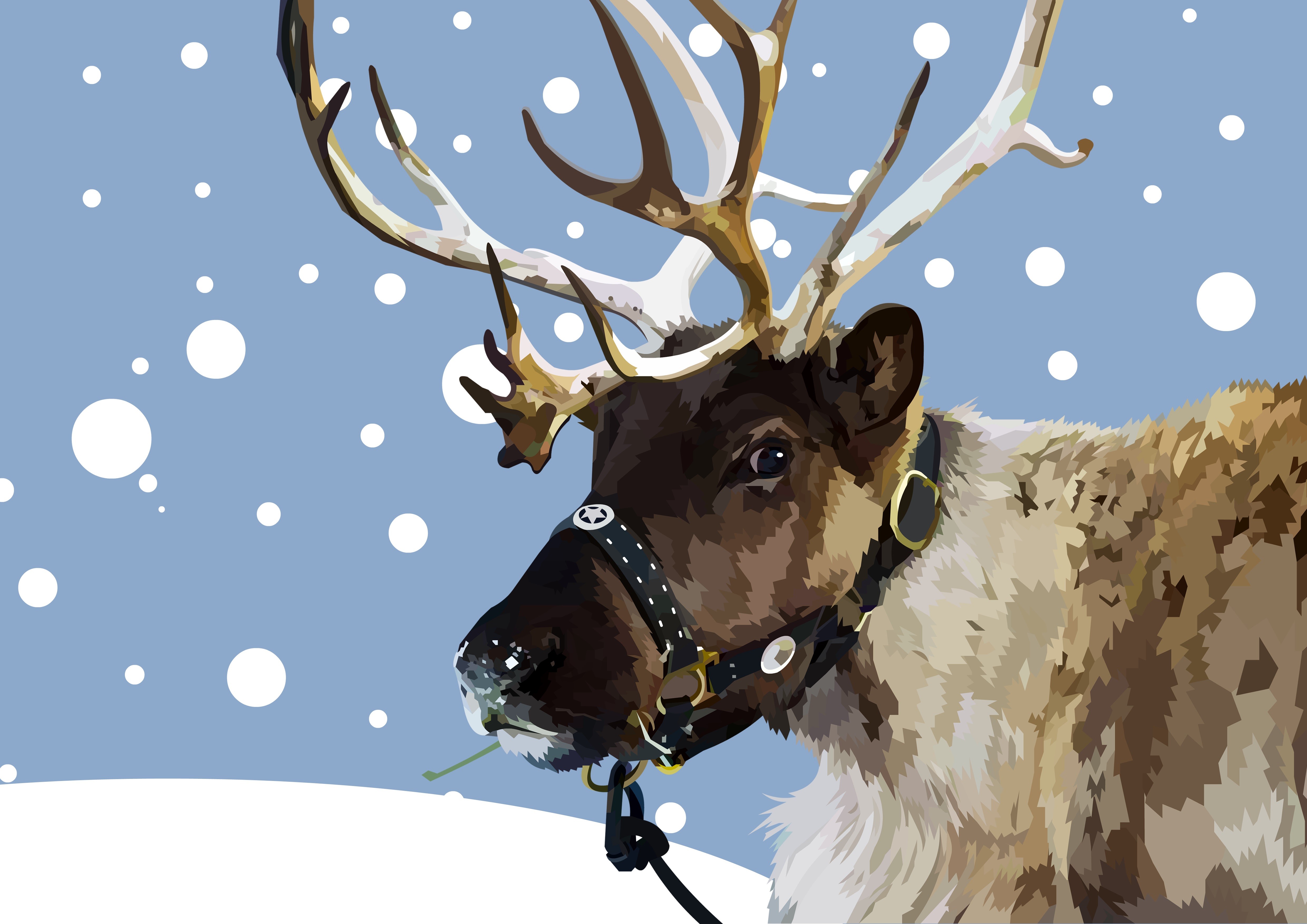 Reindeer in a Snowfall HD Wallpaper