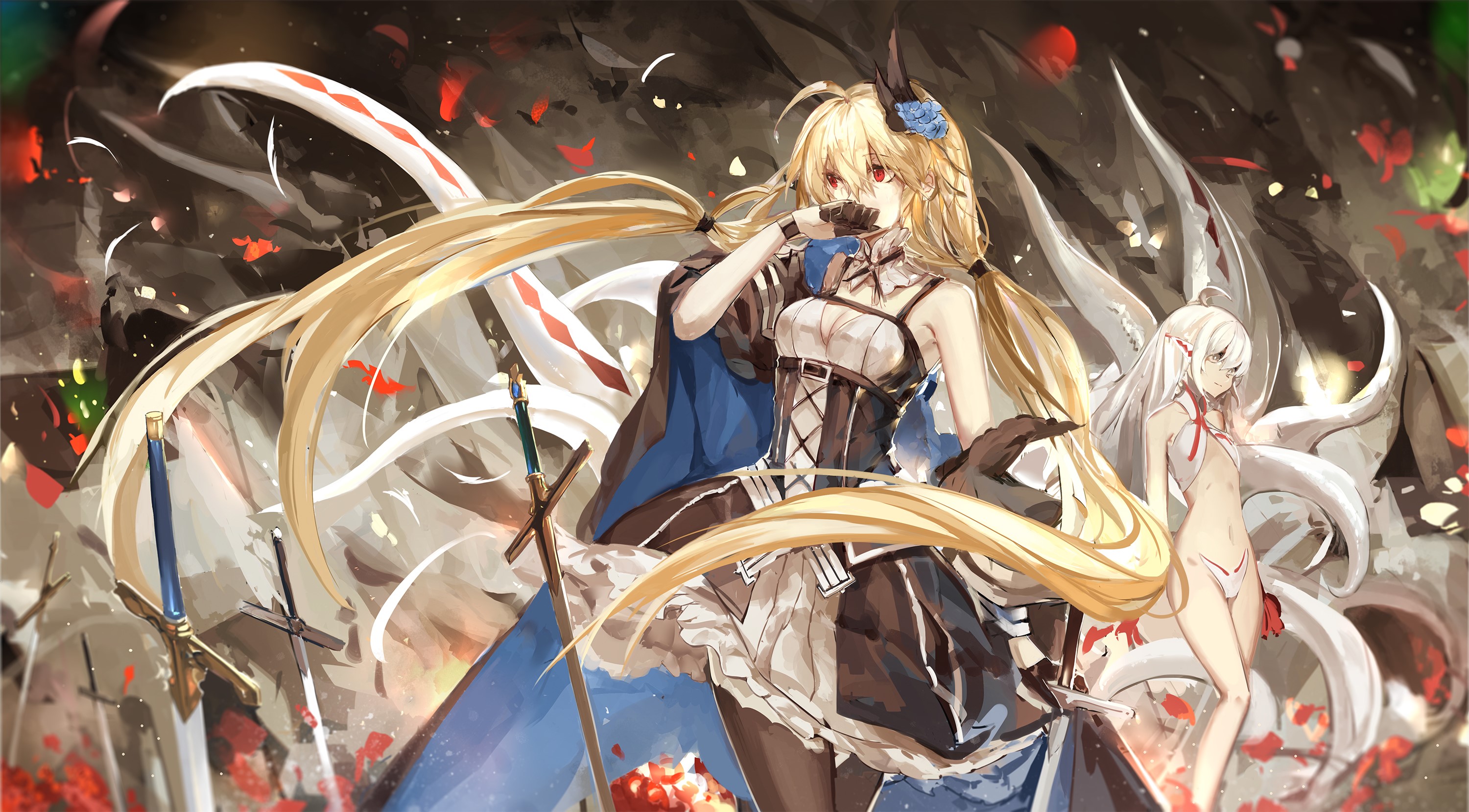 Saber III Armeechef from Pixiv Fantasia with swords HD Wallpaper