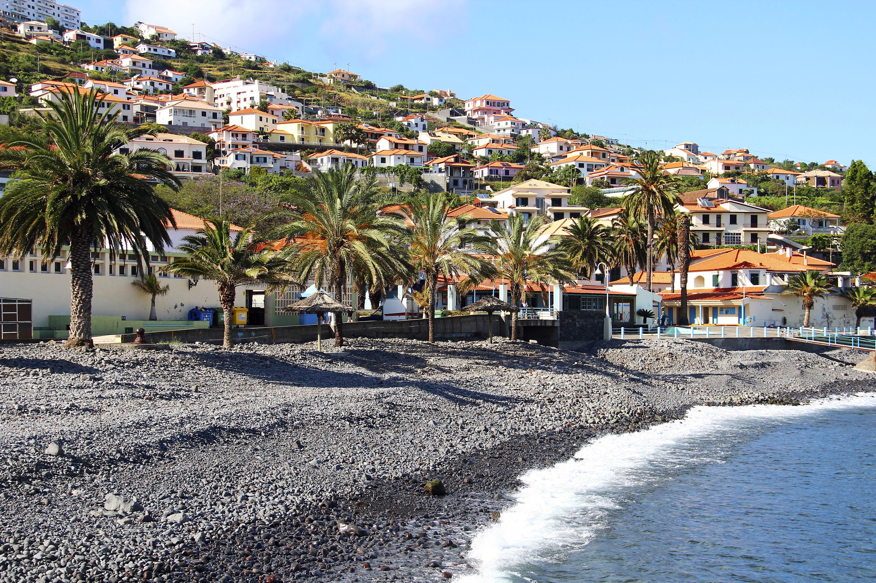 Houses on a hill in Santa Cruz, Madeira, Portugal HD Wallpaper