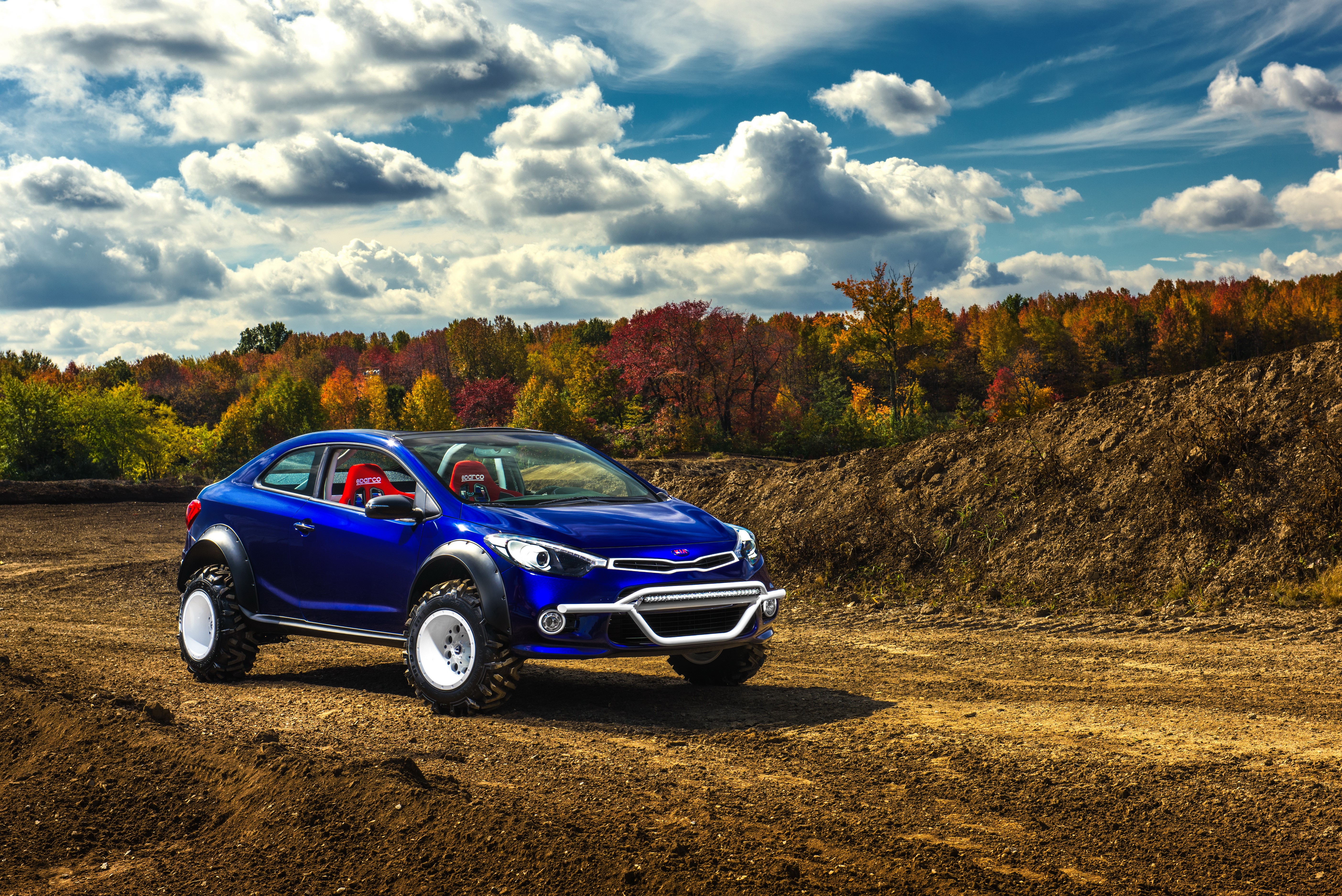 2015 Kia Forte Koup Mud Bogger in Autumn HD Wallpaper