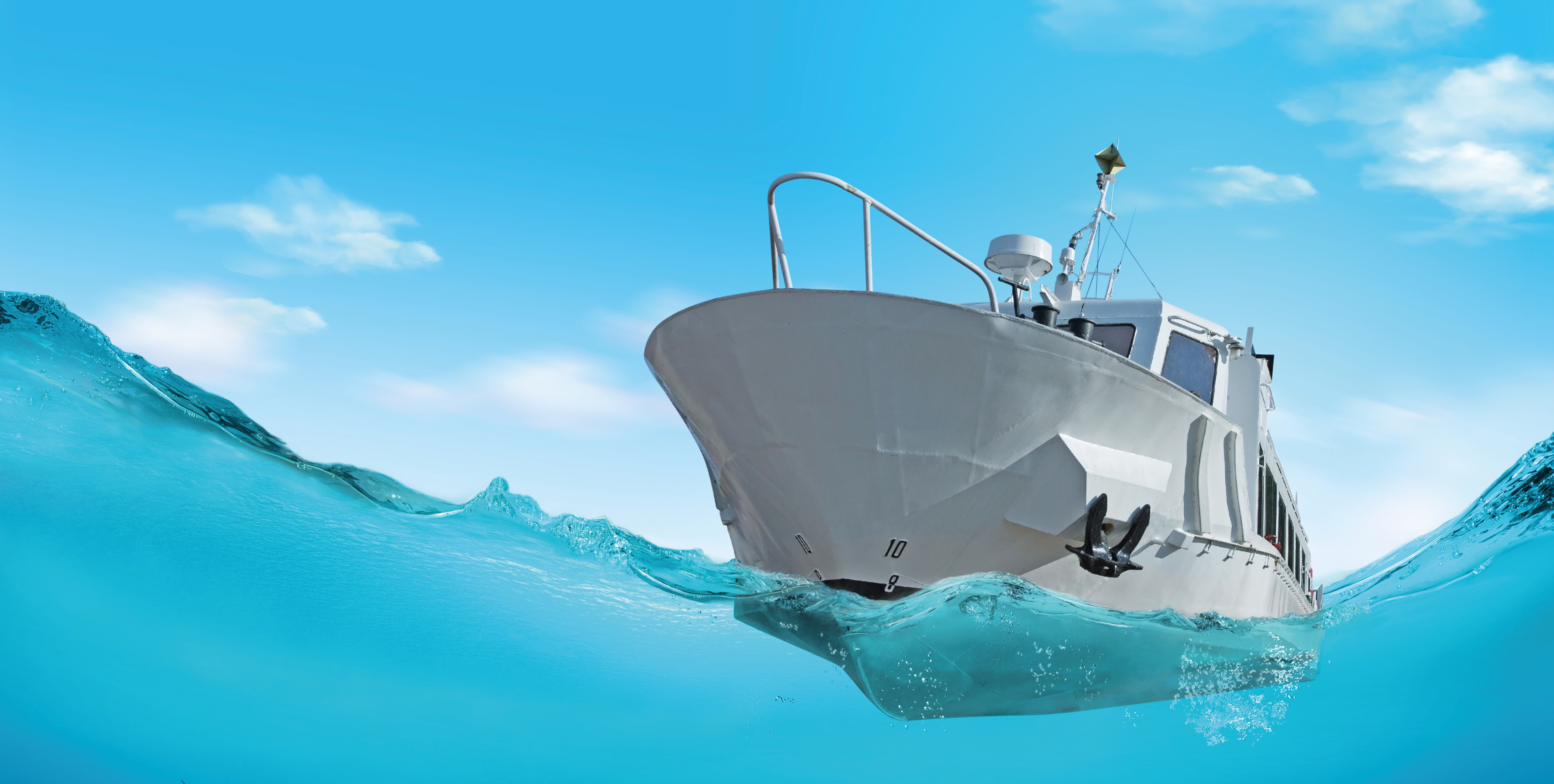 White Yacht on Blue Water Under Sky HD Wallpaper