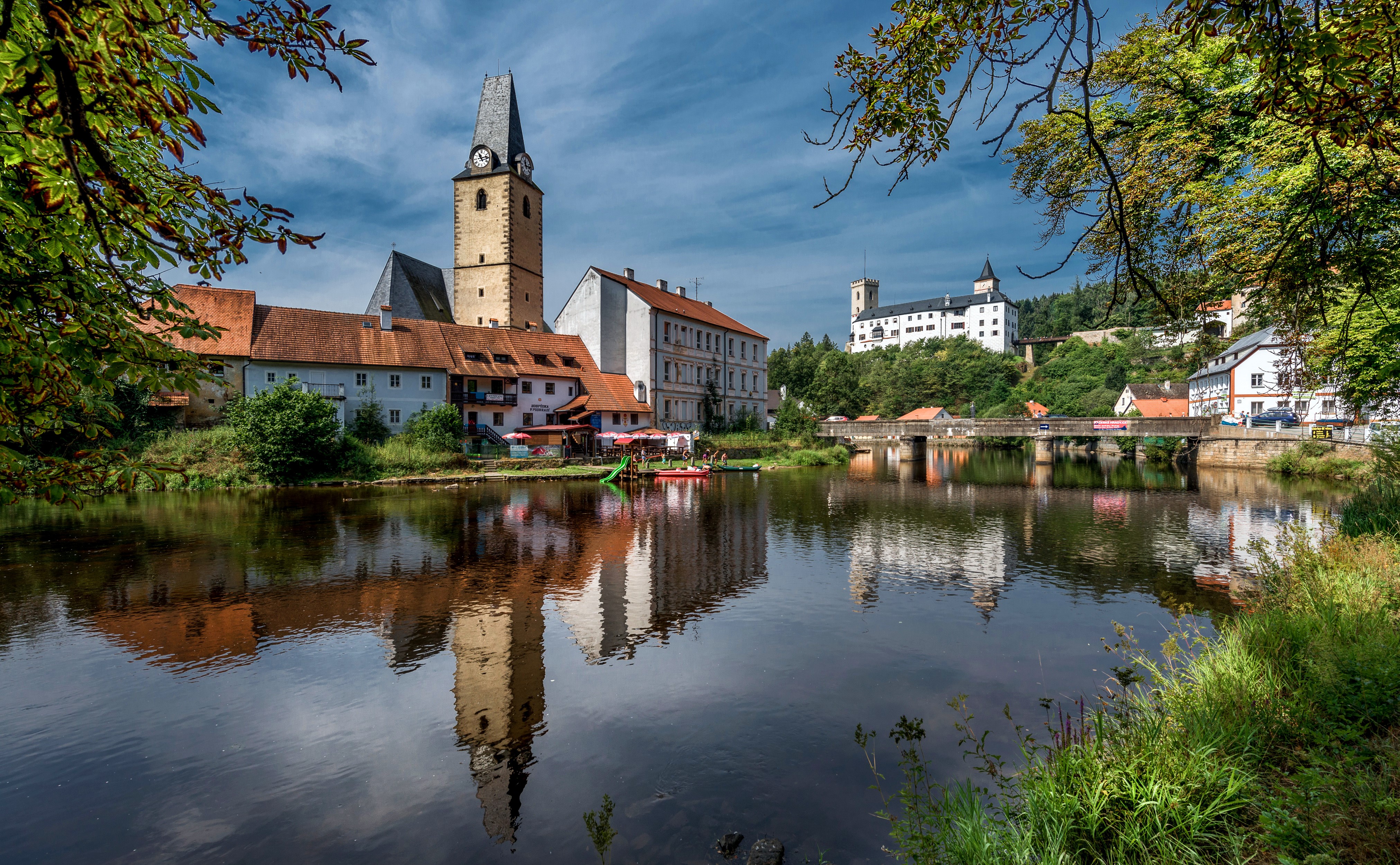 Rozmberk Nad Vltavou, Czech Republic, River and Castle HD Wallpaper