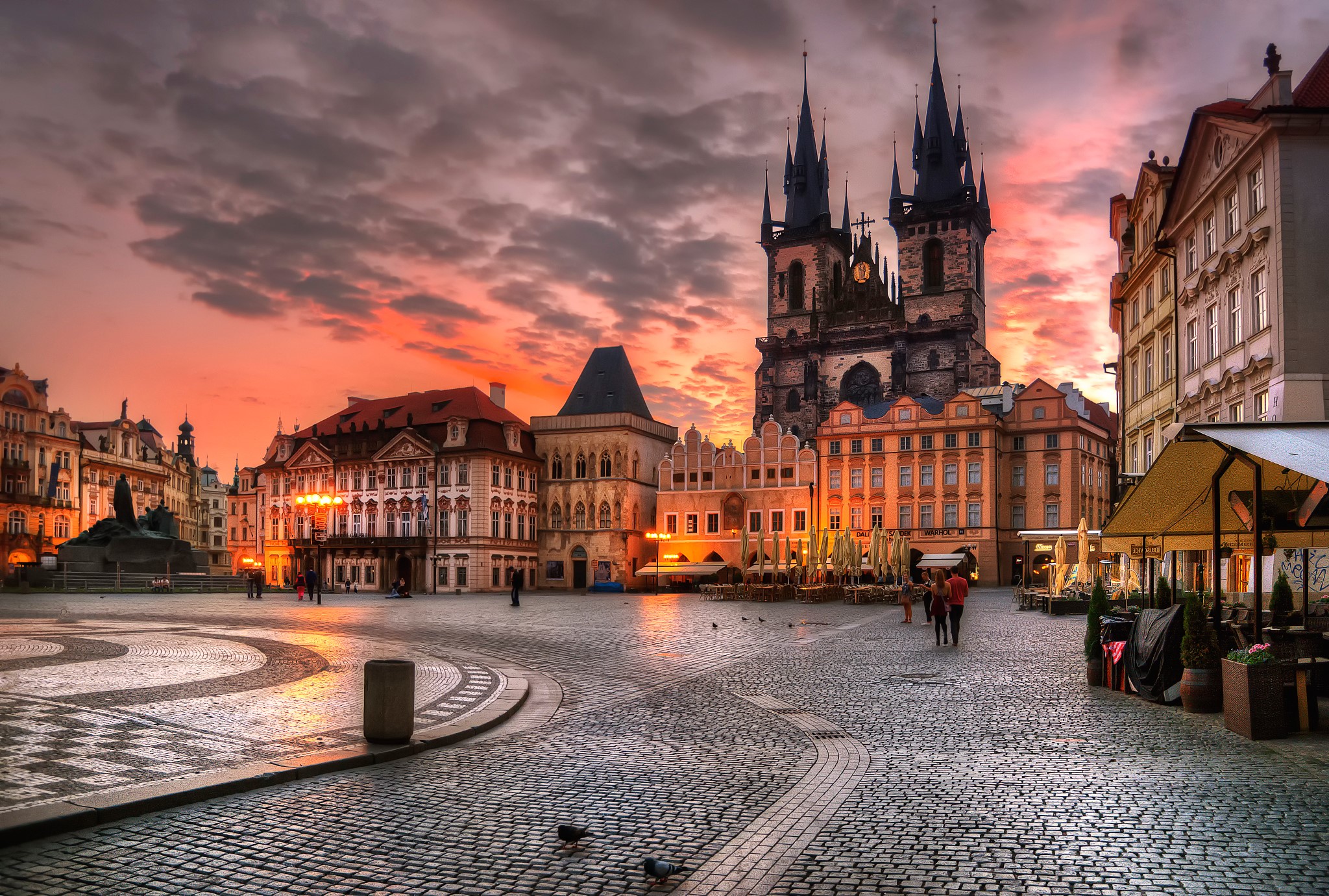 Old Town Square in Prague, Czech Republic at sunset HD Wallpaper