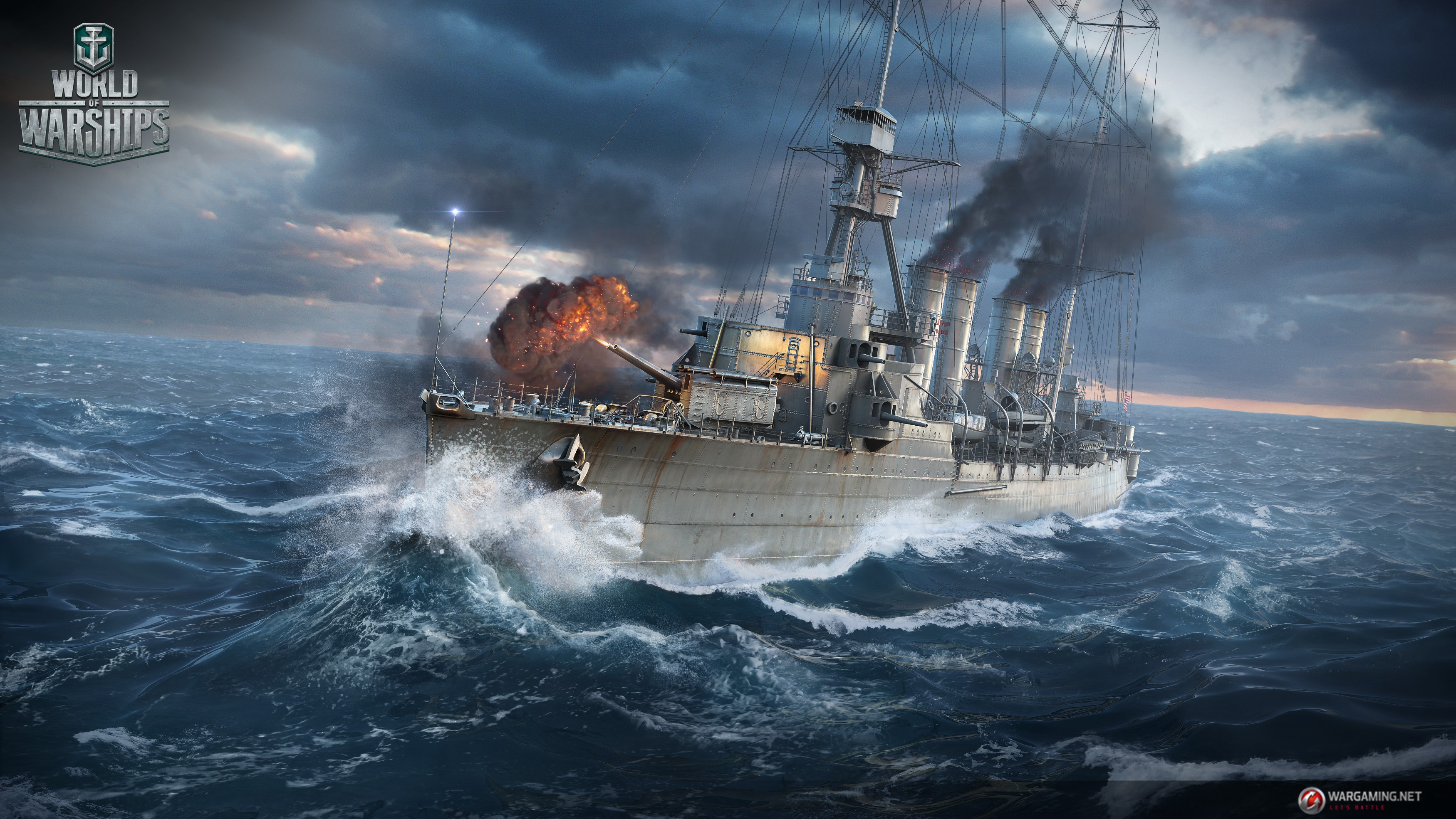 Marblehead from World of Warships firing HD Wallpaper