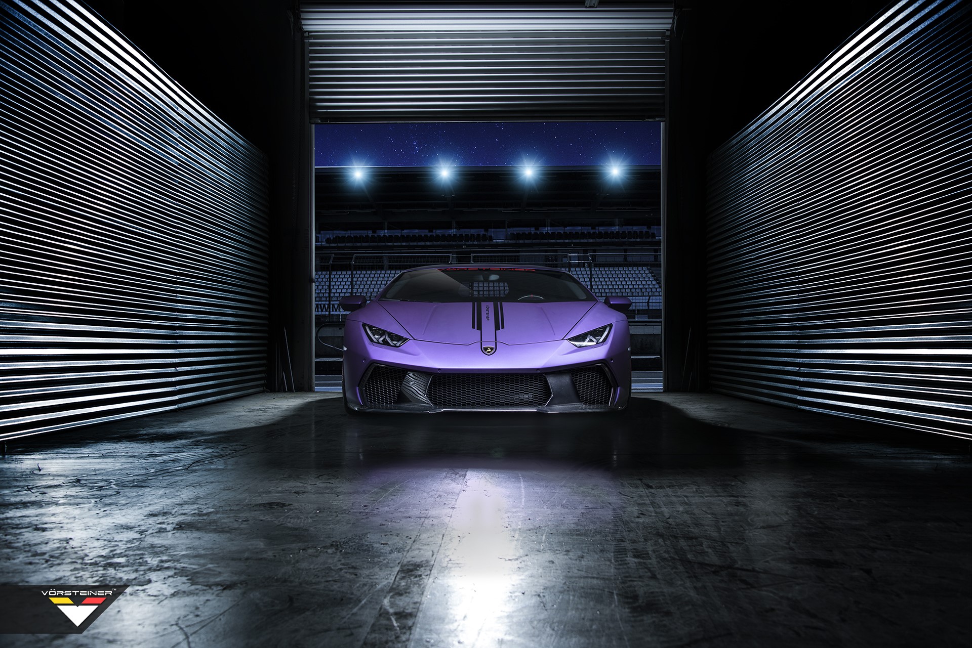Purple Lamborghini Huracan Vorsteiner Novara in garage HD Wallpaper
