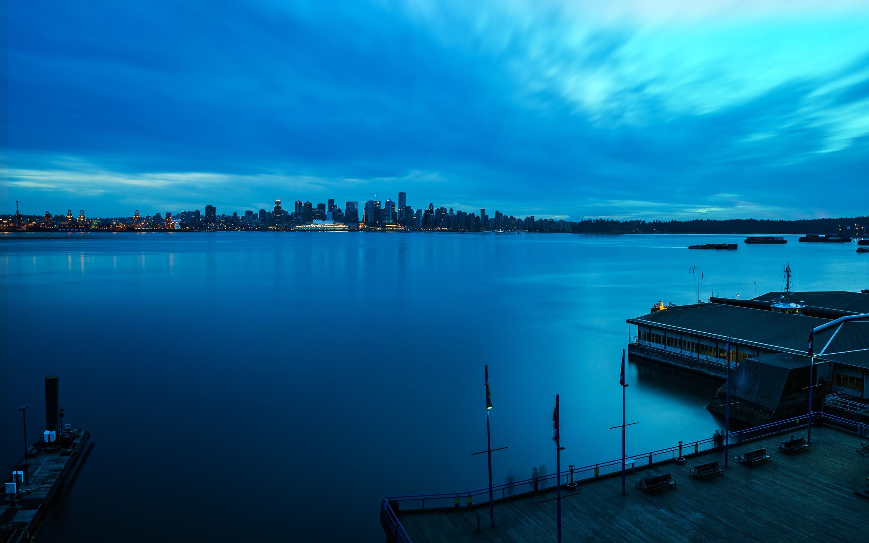 Vancouver Skyline and Waterfront at Dusk HD Wallpaper