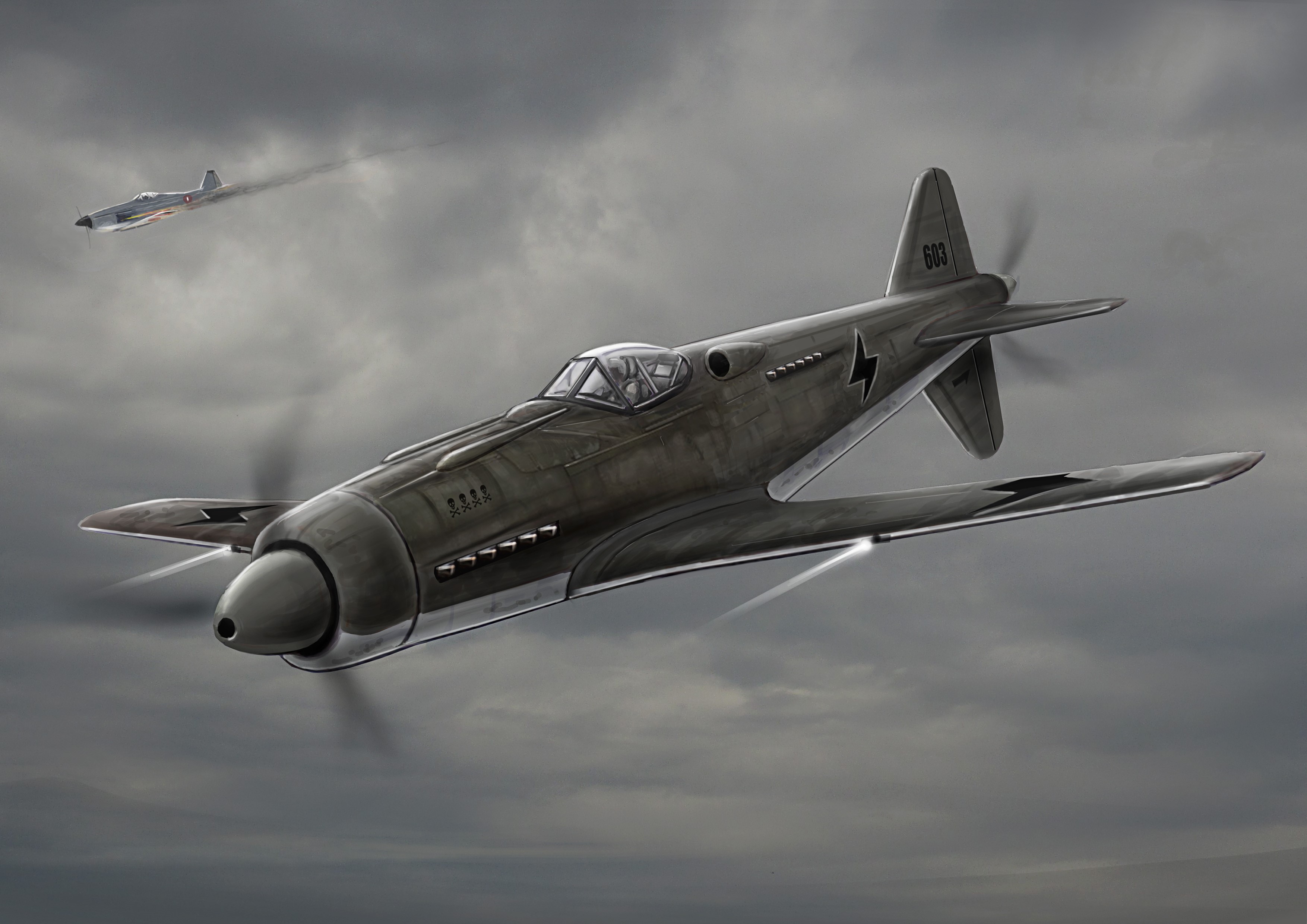 Focke-Wulf Fw 190 D-9 fighter aircraft in flight HD Wallpaper