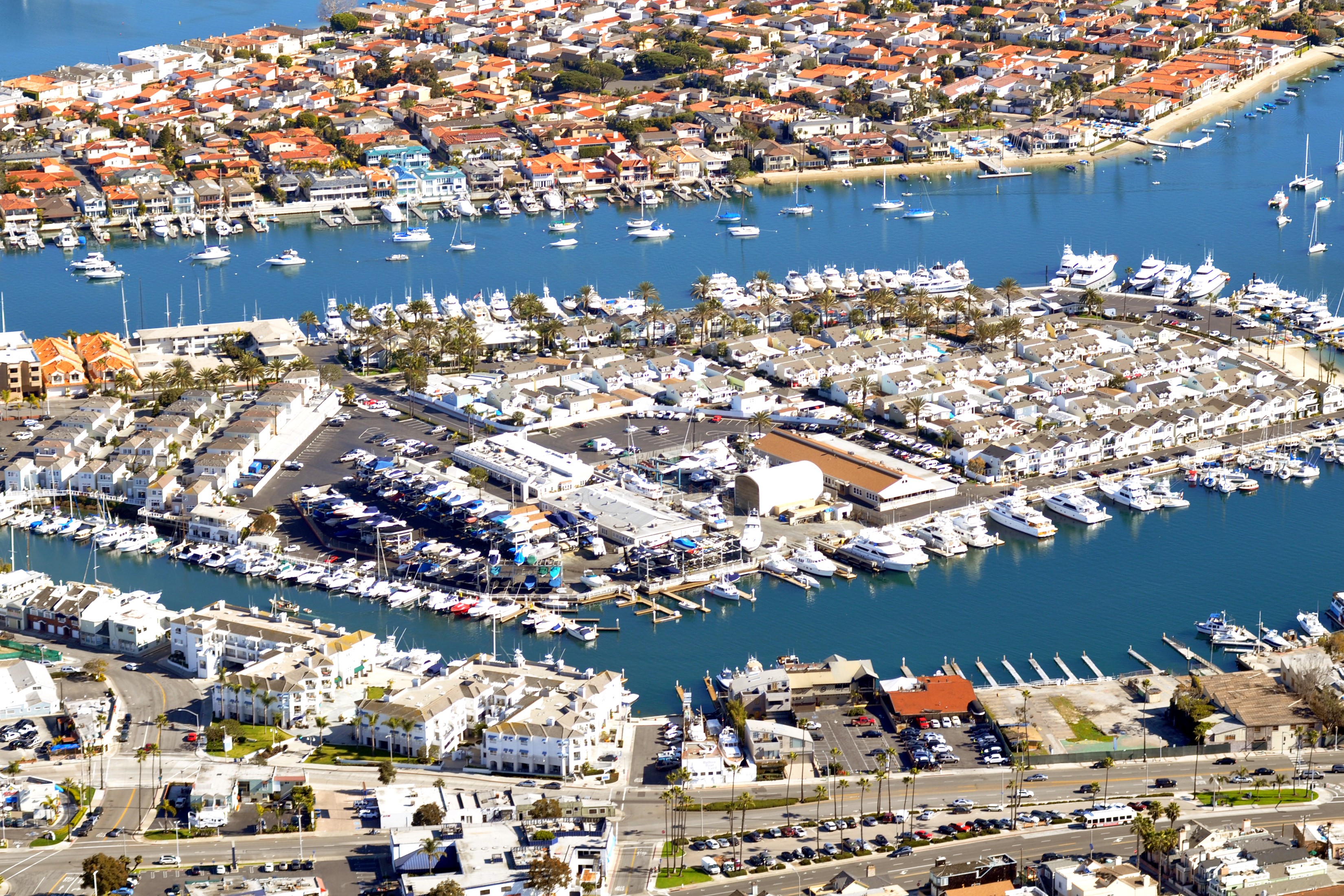 Newport Beach Marinas and Houses from Above HD Wallpaper