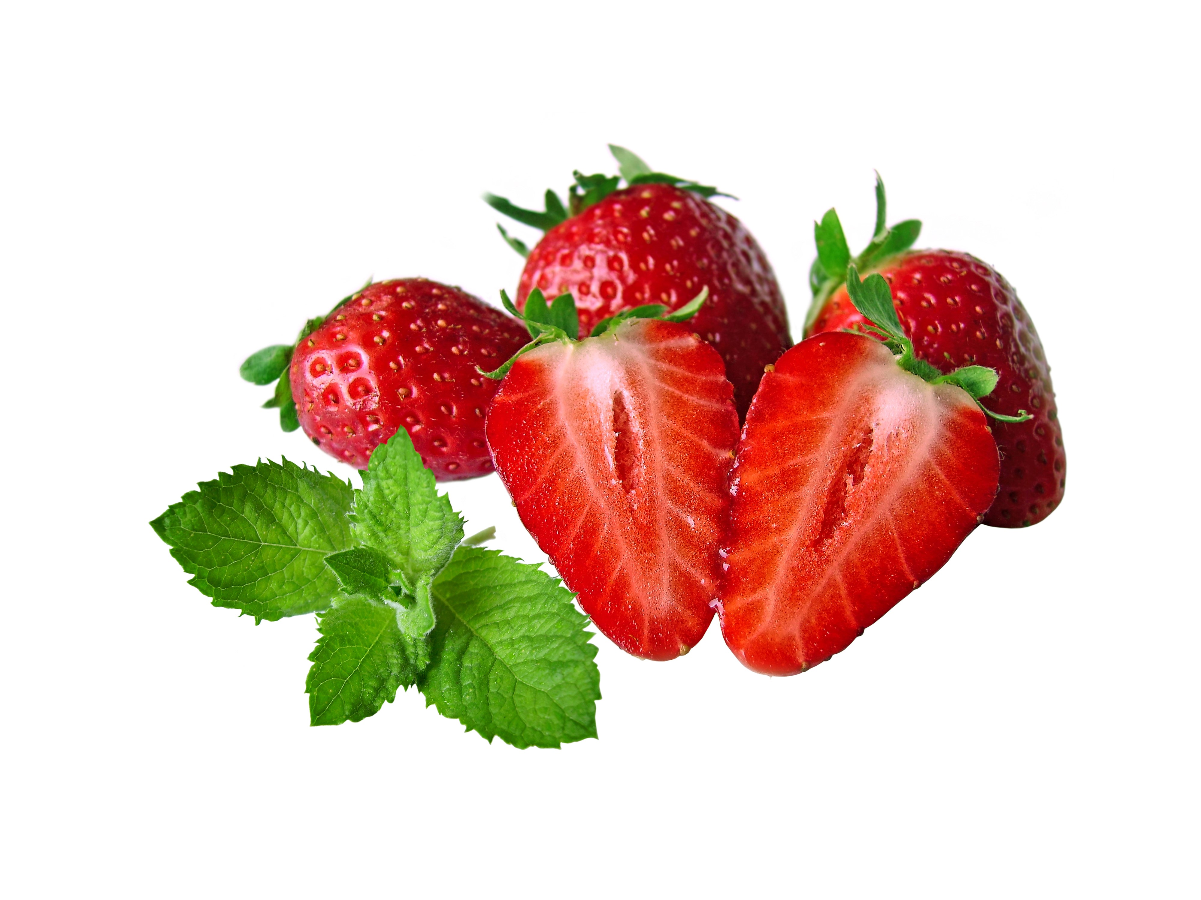 Strawberries and mint leaves HD Wallpaper