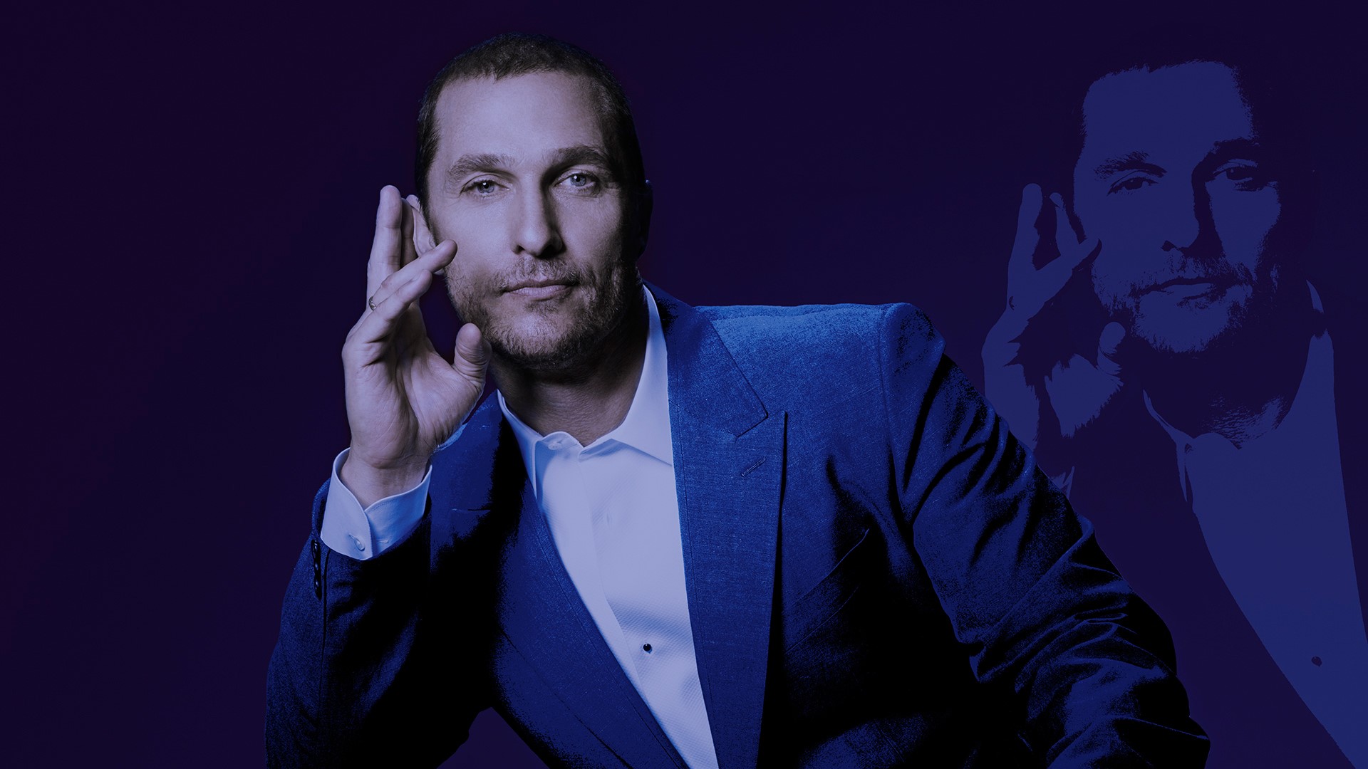 Matthew McConaughey in a blue suit HD Wallpaper