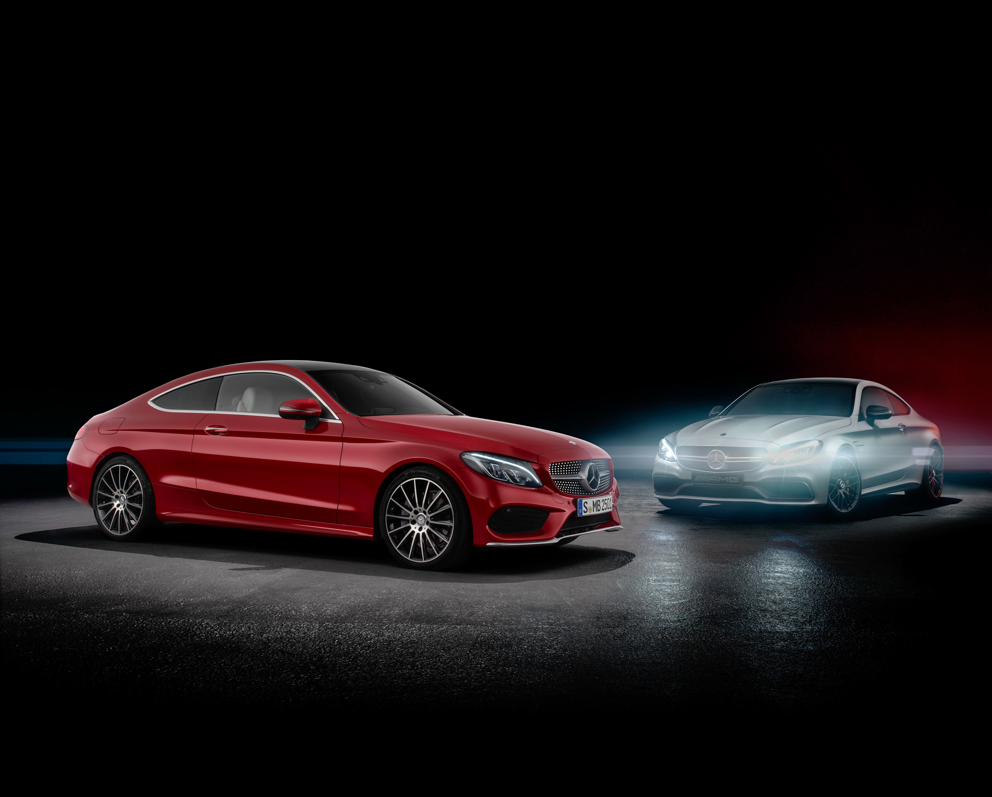 Two Mercedes-Benz C-Class C205 Coupes HD Wallpaper
