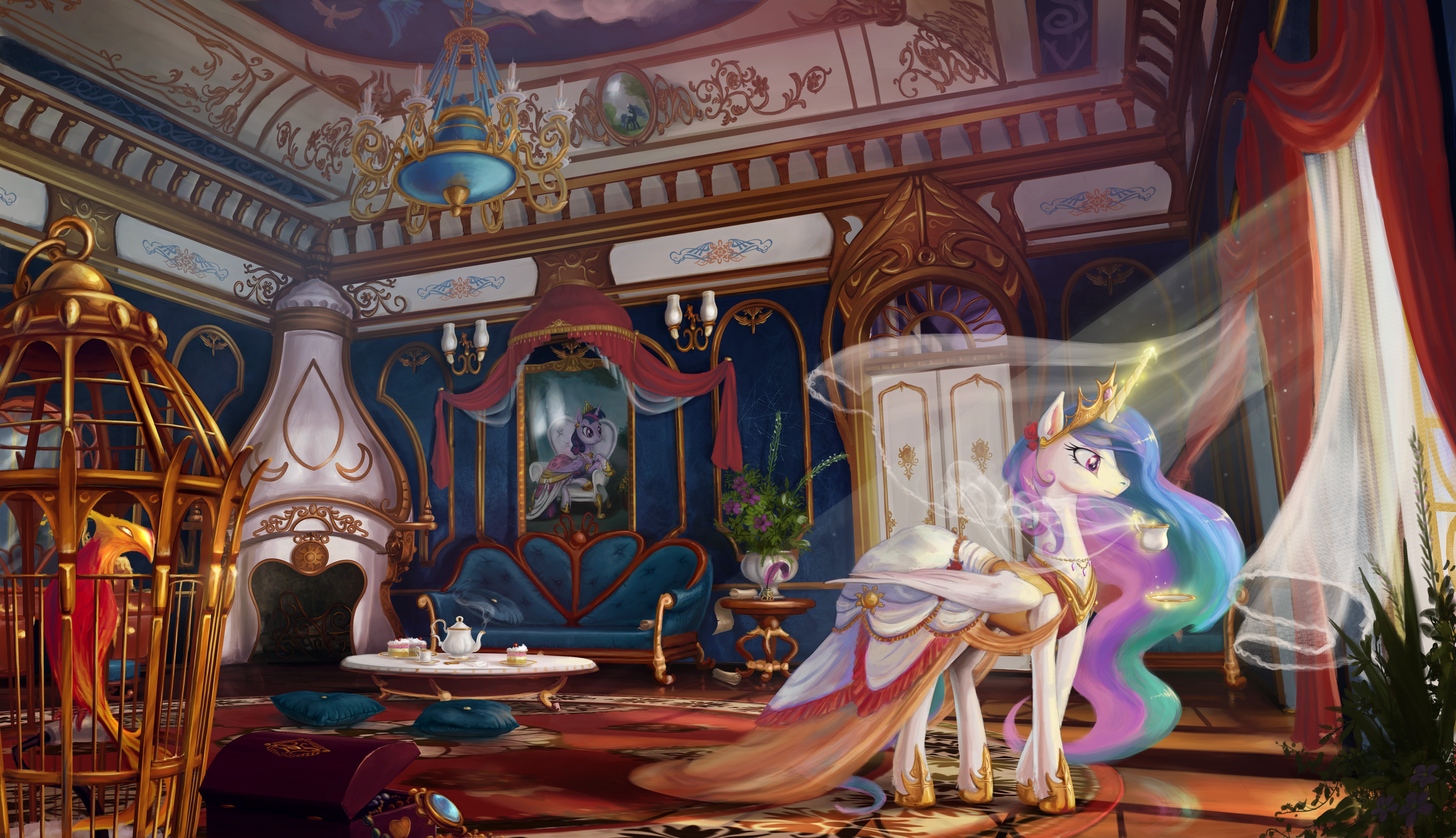 Princess Celestia from My Little Pony in a lavish interior HD Wallpaper