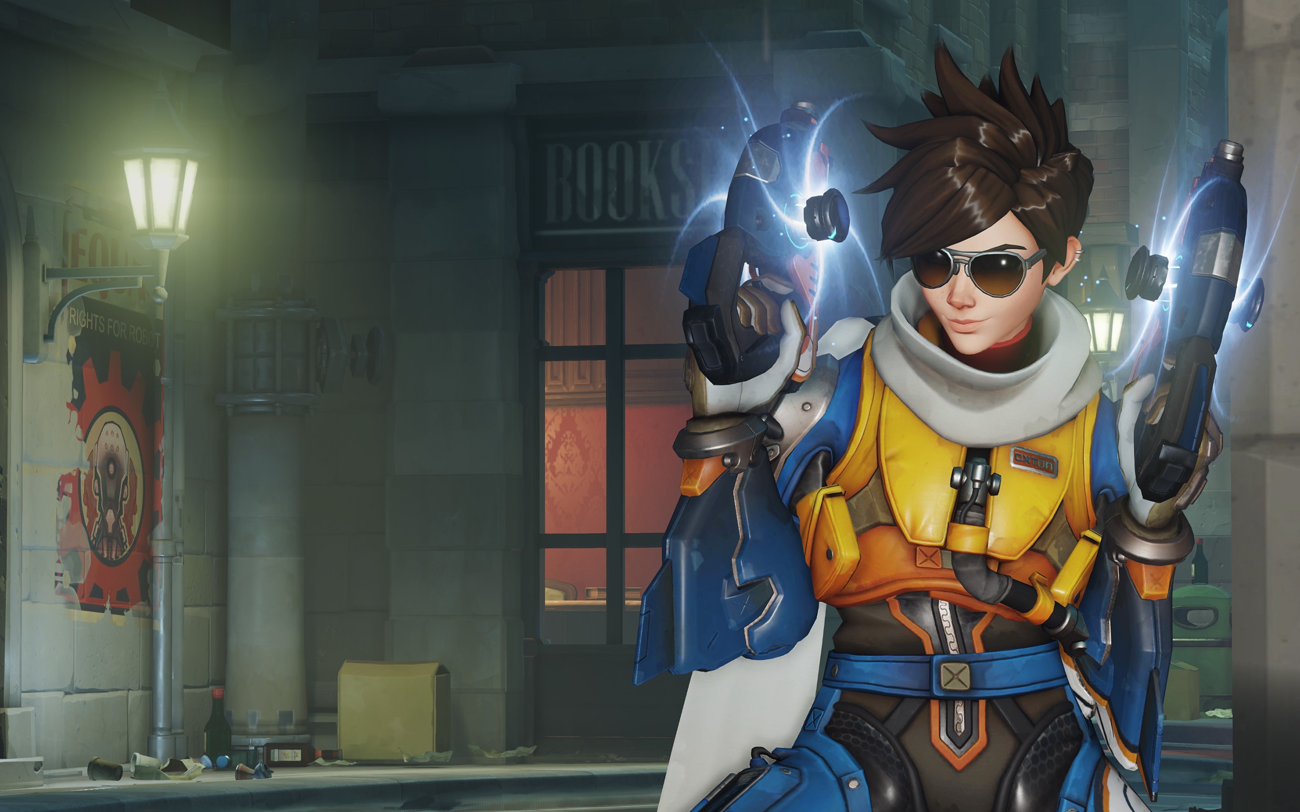 Tracer from Overwatch with Pistols HD Wallpaper