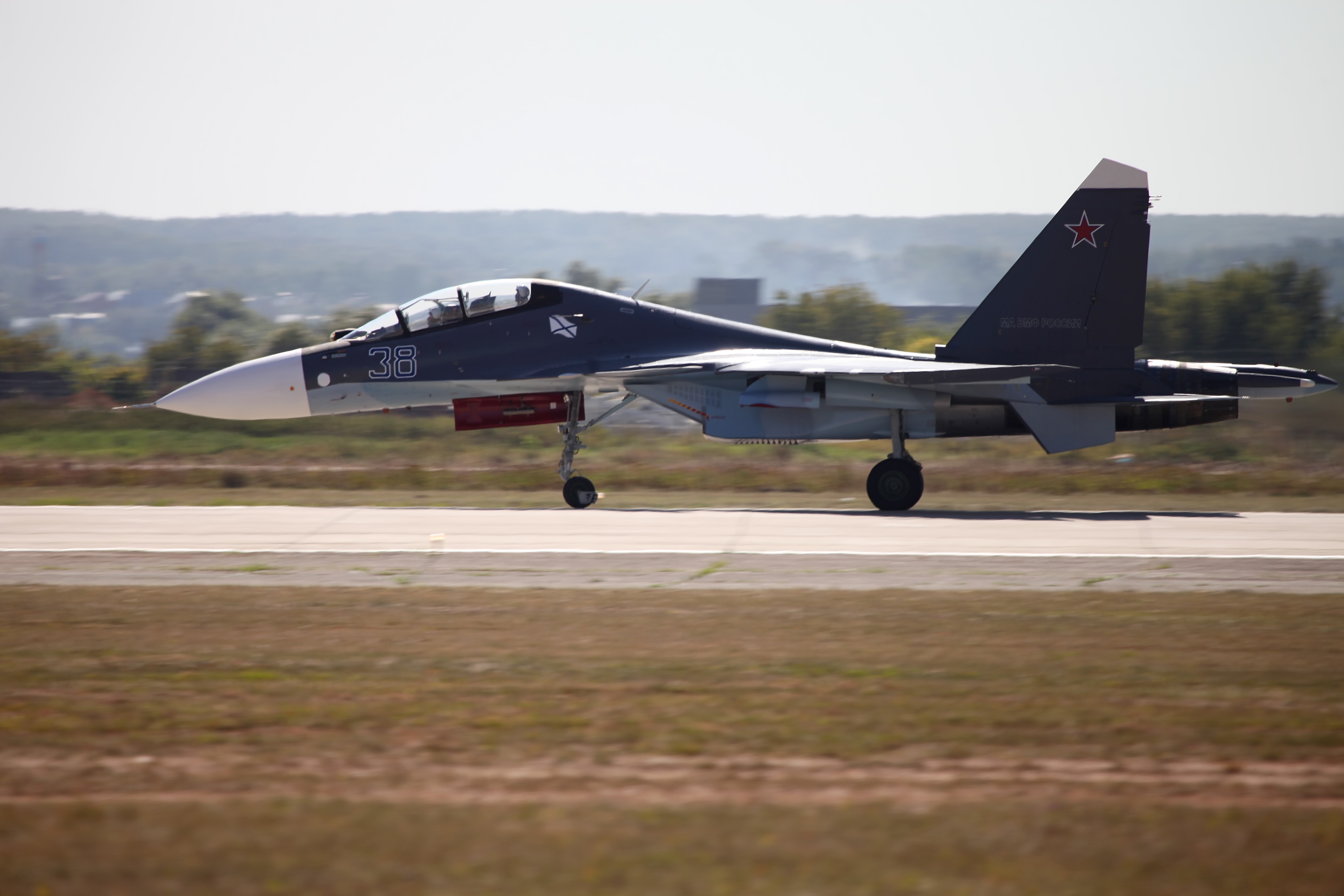 Sukhoi Su-30 Fighter Jet on Runway HD Wallpaper