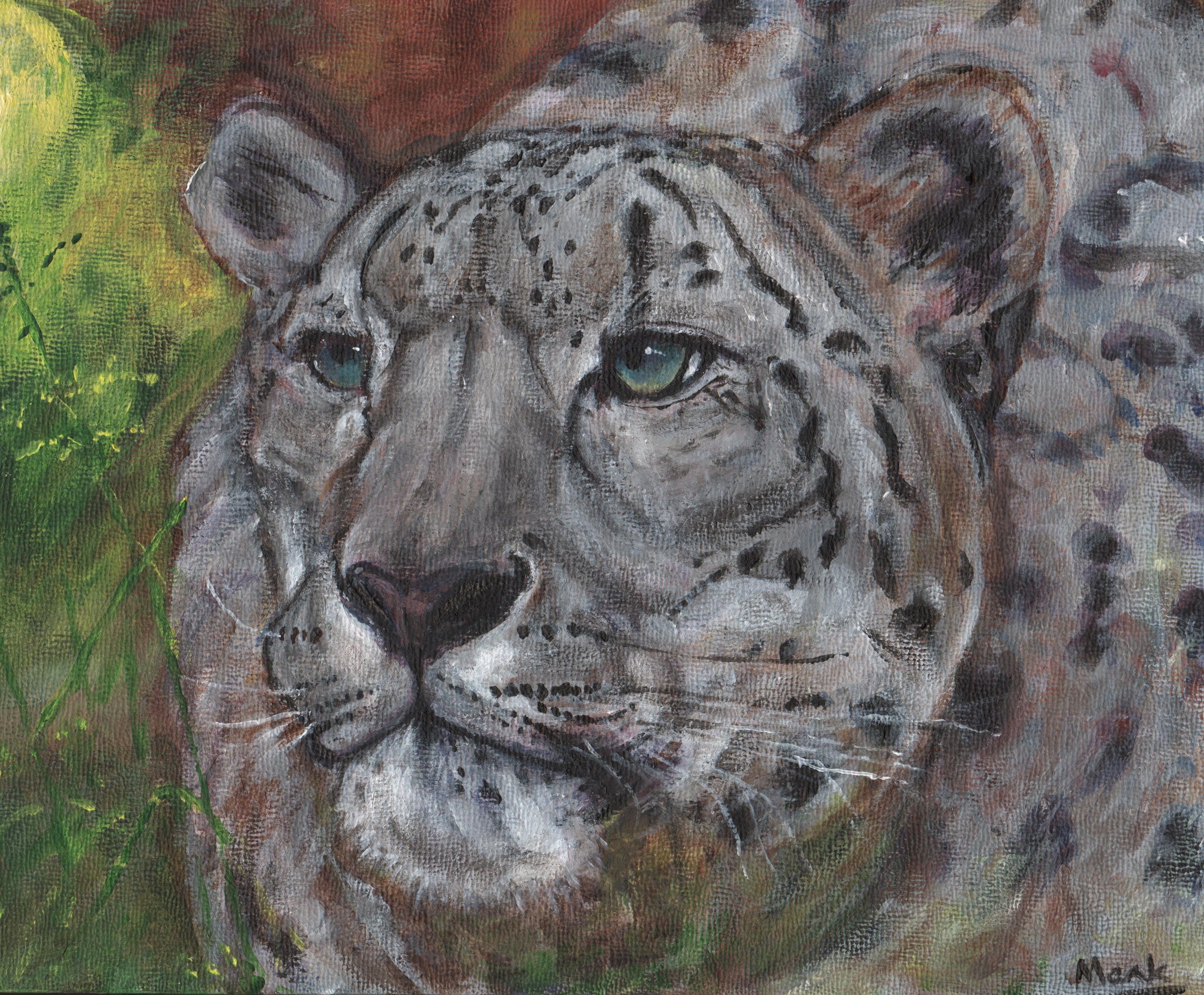 Painting of a Snow Leopard's Face HD Wallpaper