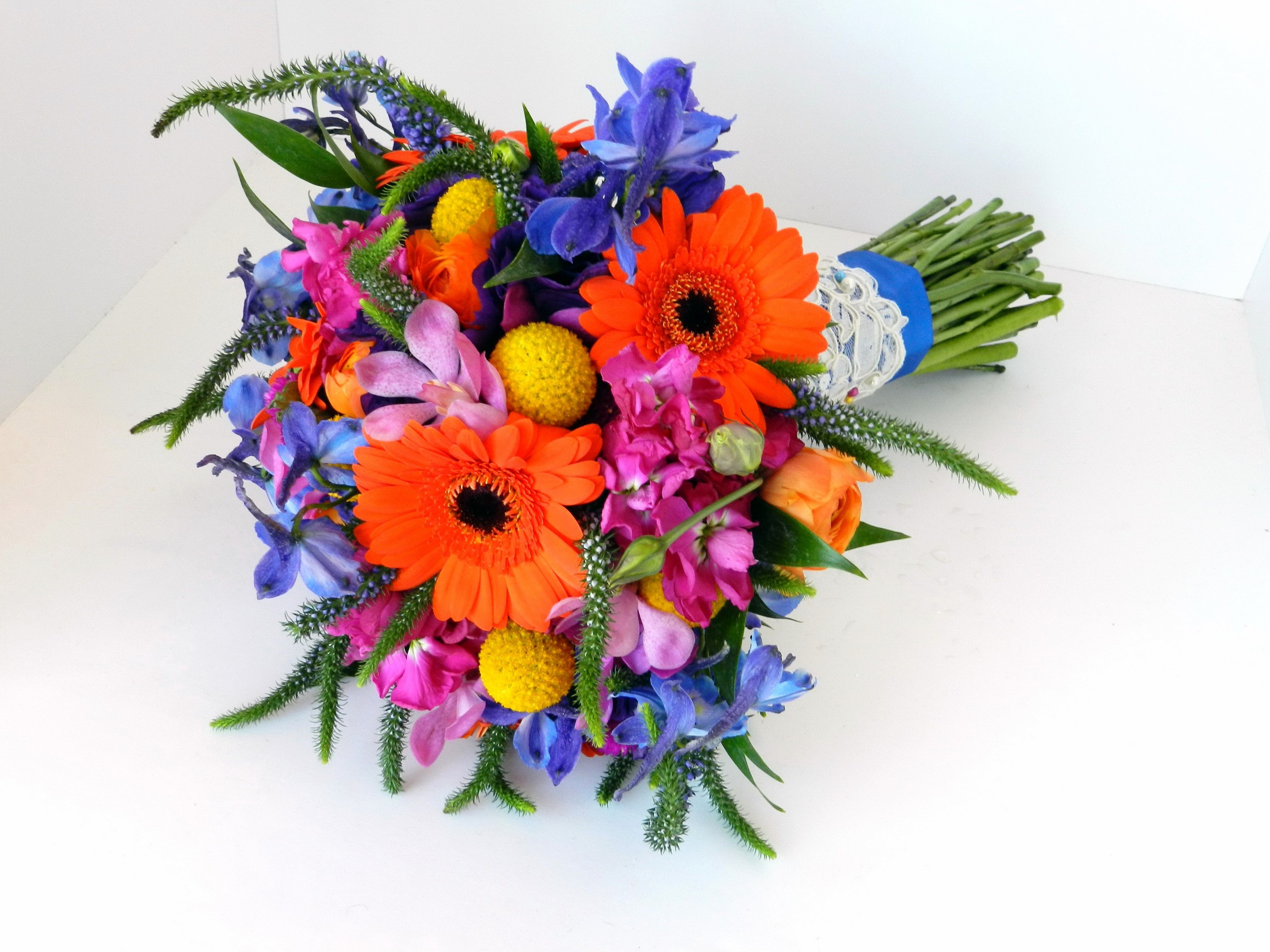 Colorful Bridal Bouquet with Orange Gerbera Daisies HD Wallpaper