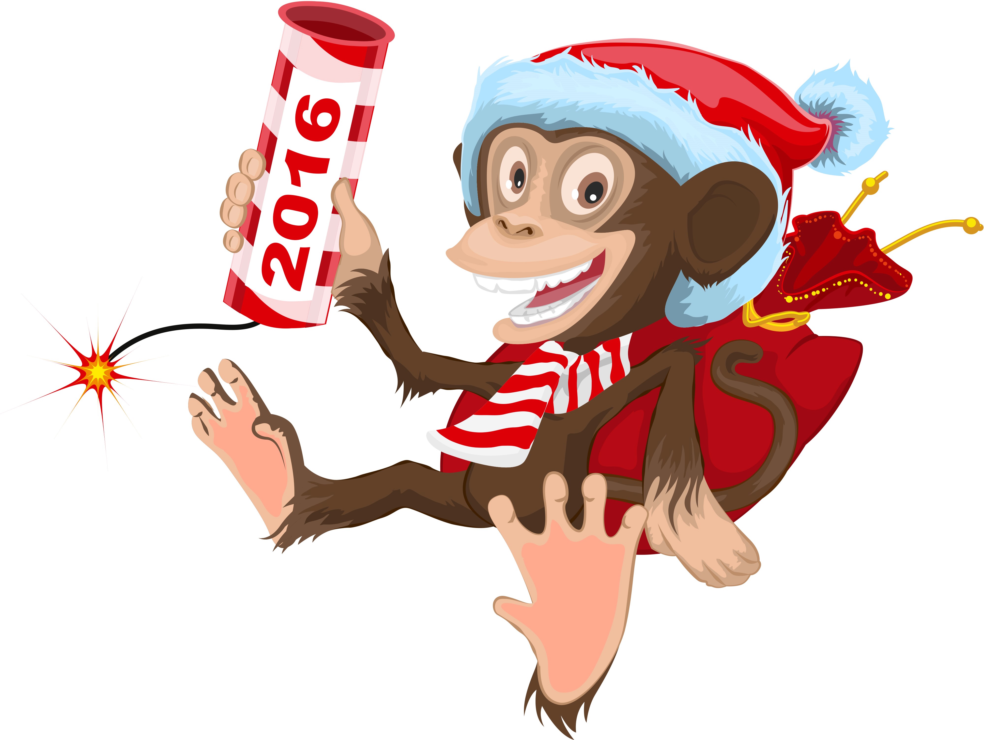 Monkey with firecracker and gift bag HD Wallpaper