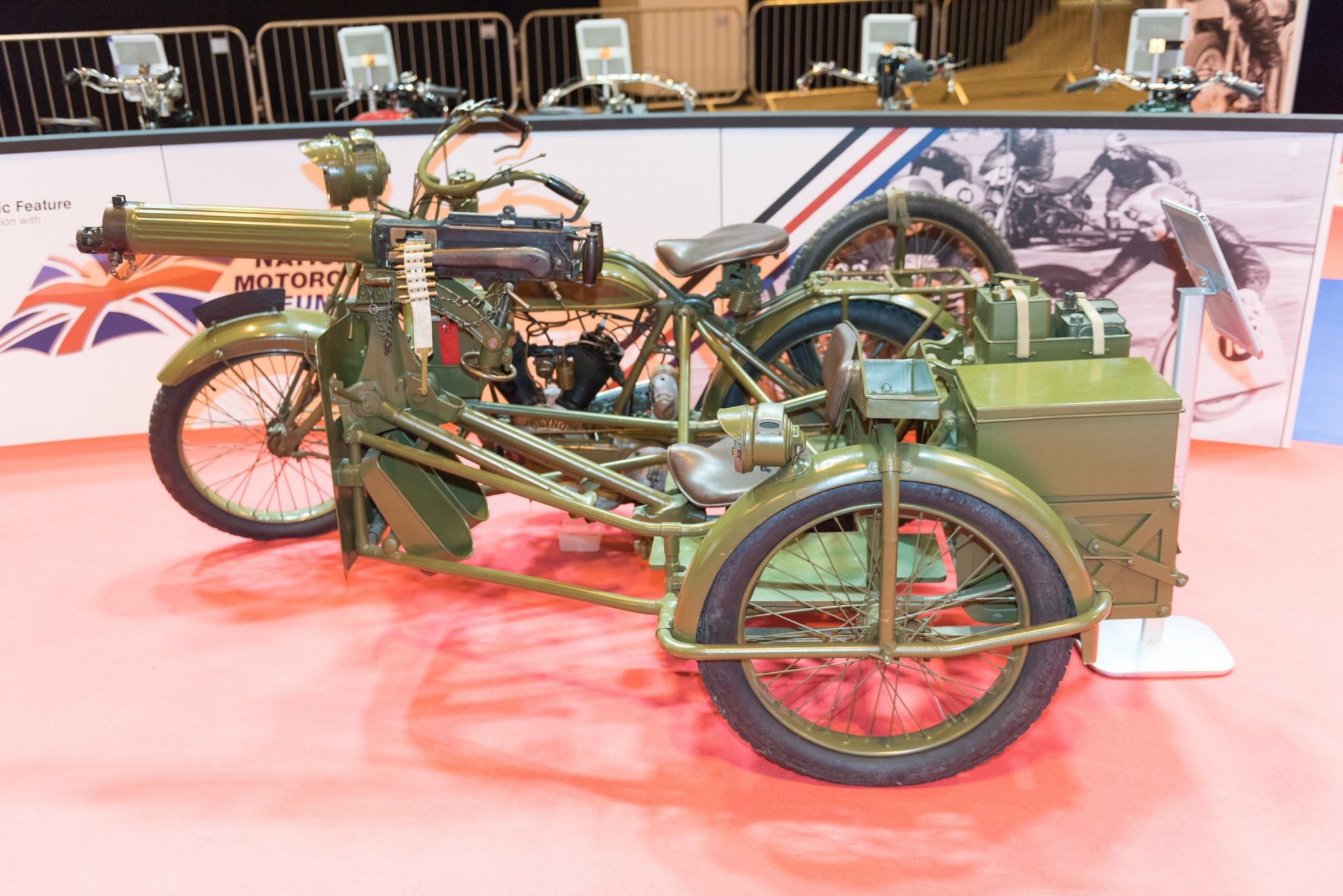 Military motorcycle with machine gun and sidecar HD Wallpaper